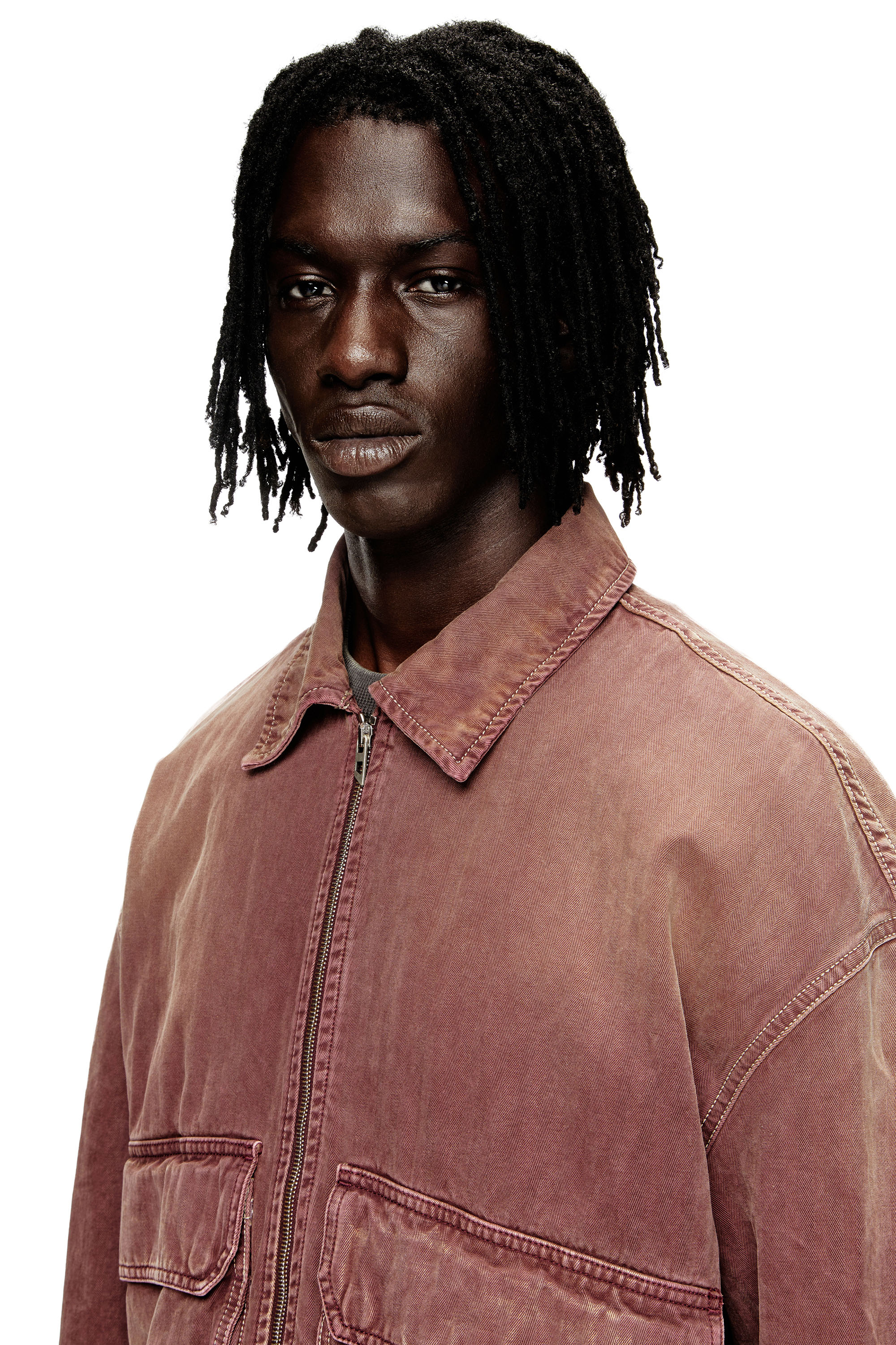 Diesel - D-KURZ, Unisex's Jacket in coloured herringbone denim in Brown - 4