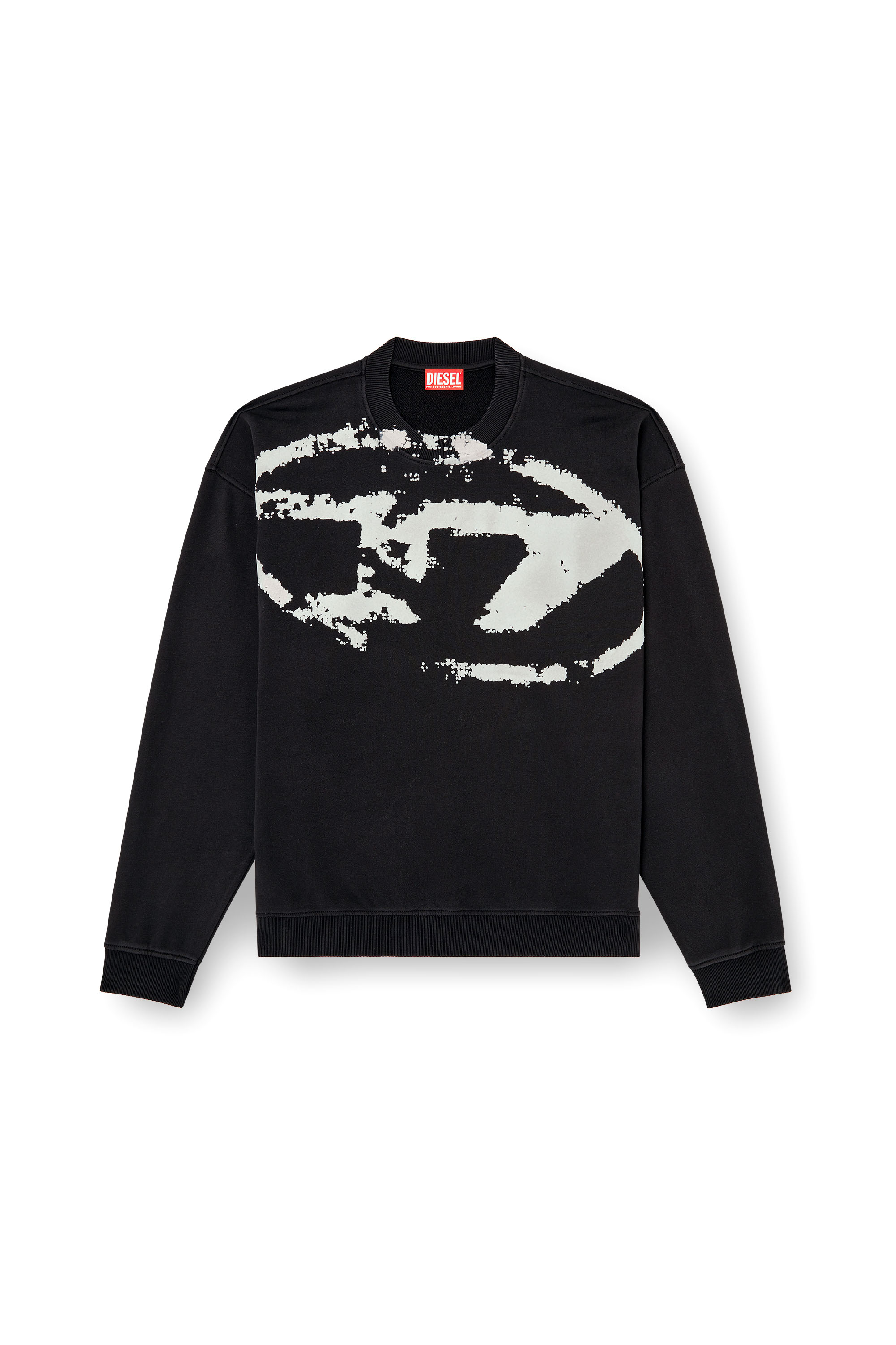 Diesel - S-BOXT-N5, Man's Sweatshirt with distressed flocked logo in Black - 4