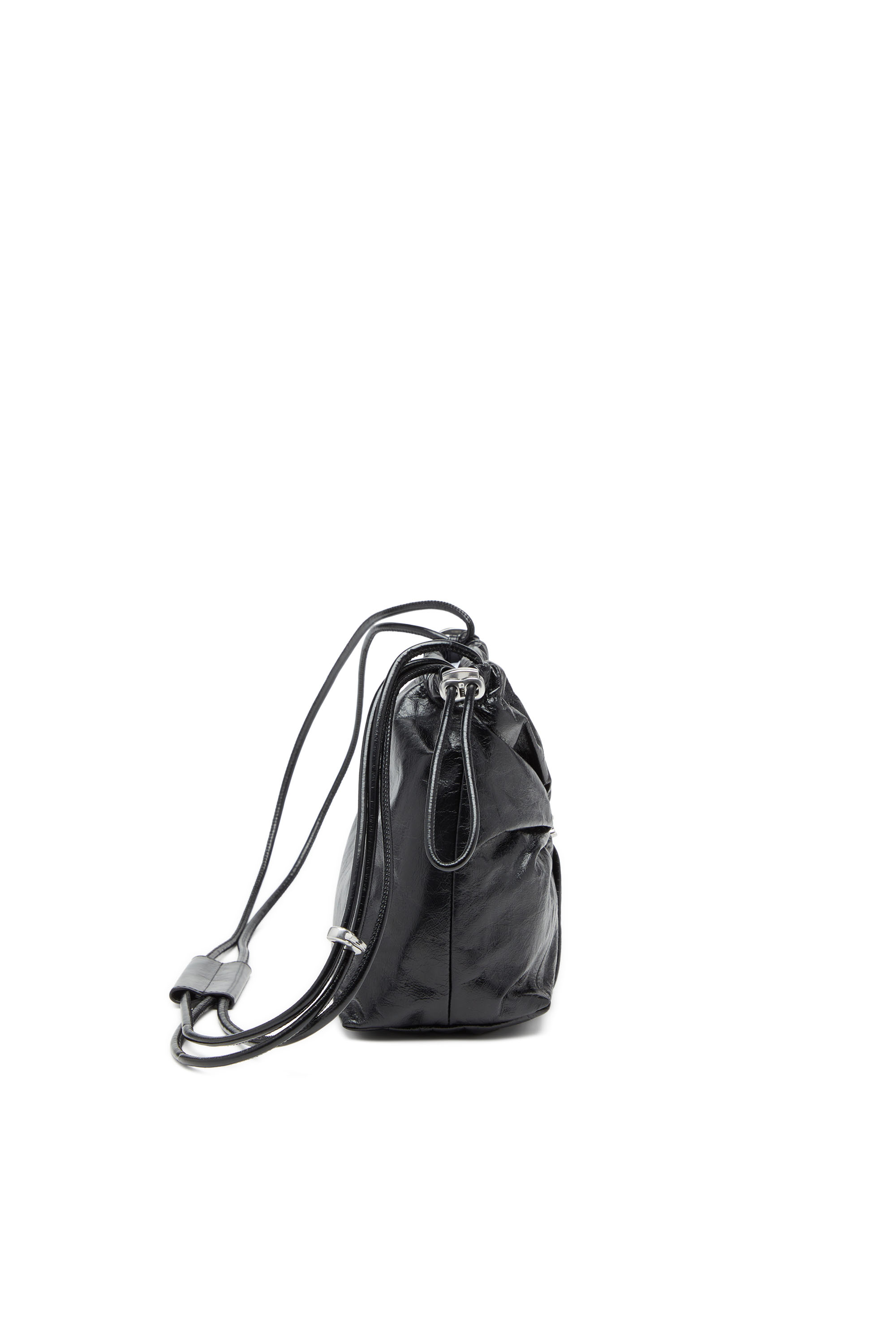 Diesel - SCRUNCH-D BUCKET, Scrunch-D-Bolso tipo cubo en cuero arrugado y brillante Mujer in Negro - 4