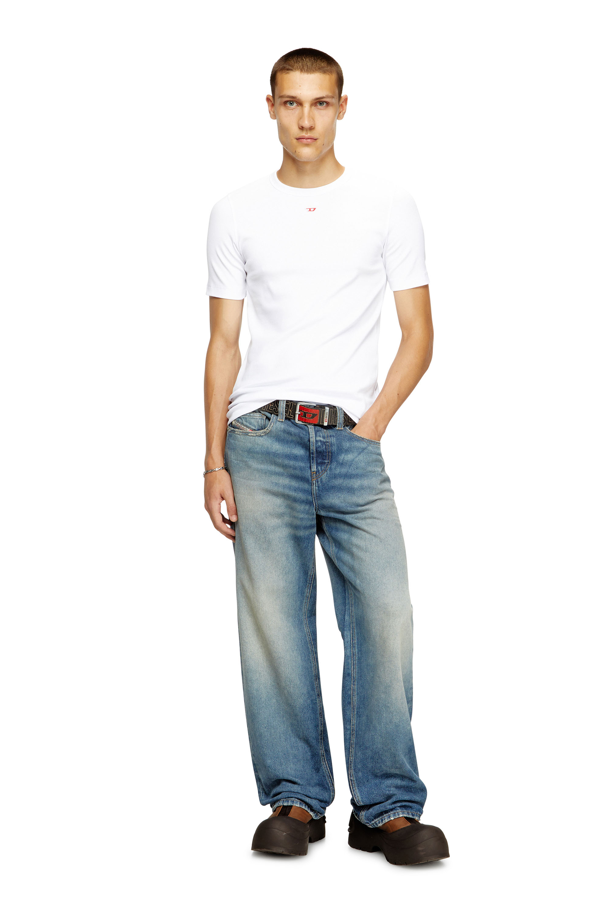Diesel - D-RIBBER-N, Camiseta con parche D Hombre in Blanco - 2