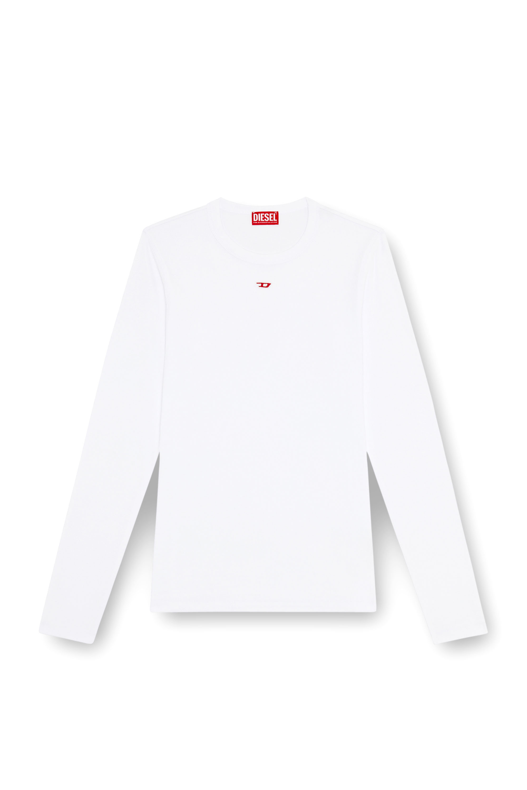 Diesel - D-RIBBER-LS-N, Man's Long-sleeve T-shirt with D patch in White - 5