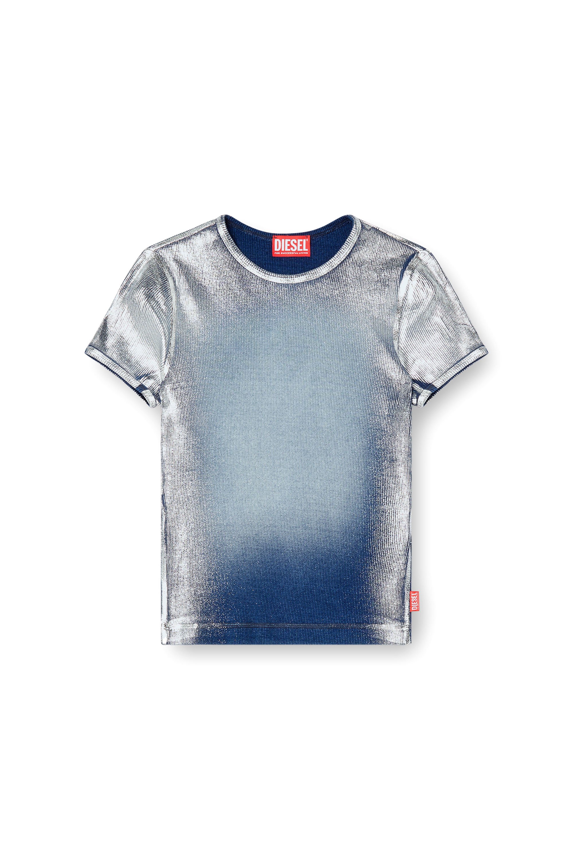 Diesel - T-ELE-LONG-Q1, Camiseta metálica desteñida Mujer in Azul marino - 4