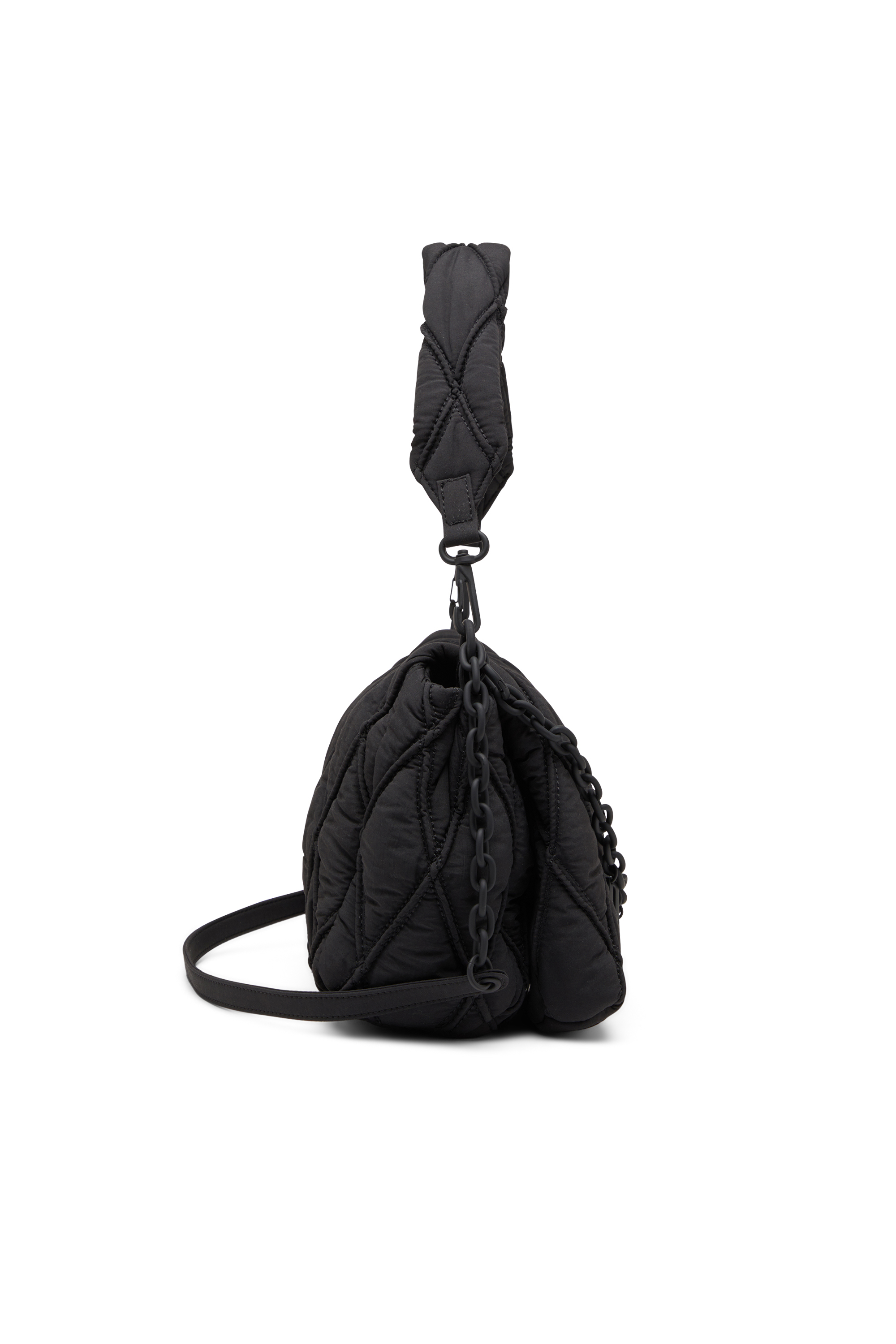 Diesel - CHARM-D SHOULDER M, Charm-D M-Bolso de hombro de nailon acolchado Mujer in Negro - 3