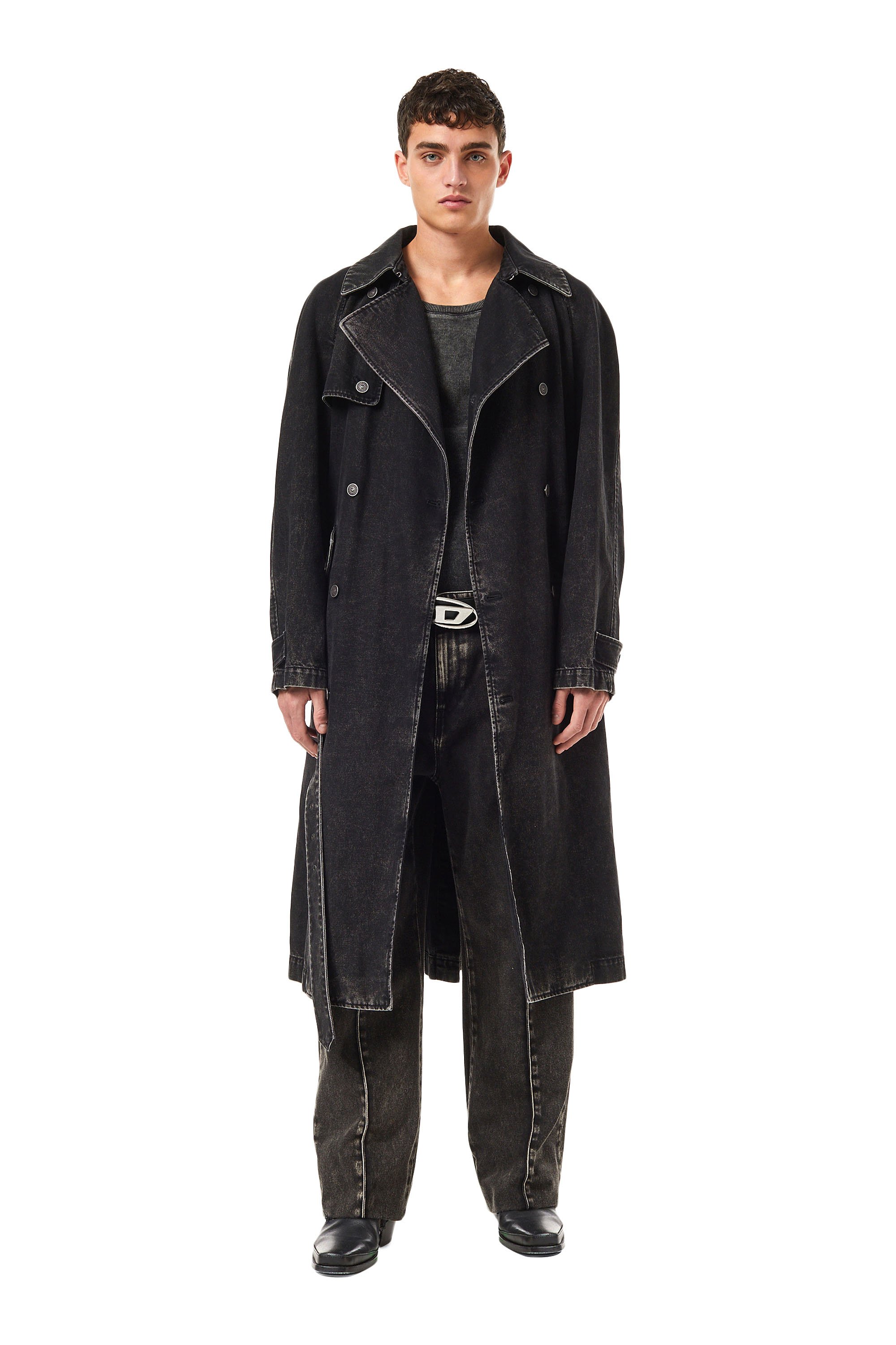 Diesel - D-DELIRIOUS DOUBLE BREASTED TRENCH COAT, Negro/Gris oscuro - Image 5