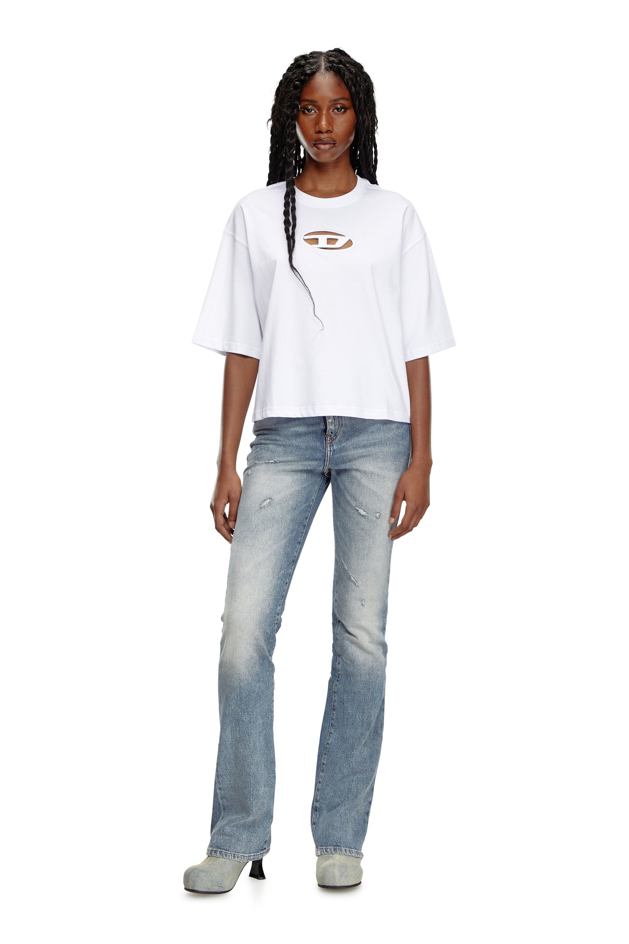 Diesel - T-BUXT-CROP-OD, Mujer Camiseta cuadrada con logotipo Oval D recortado in Blanco - Image 2