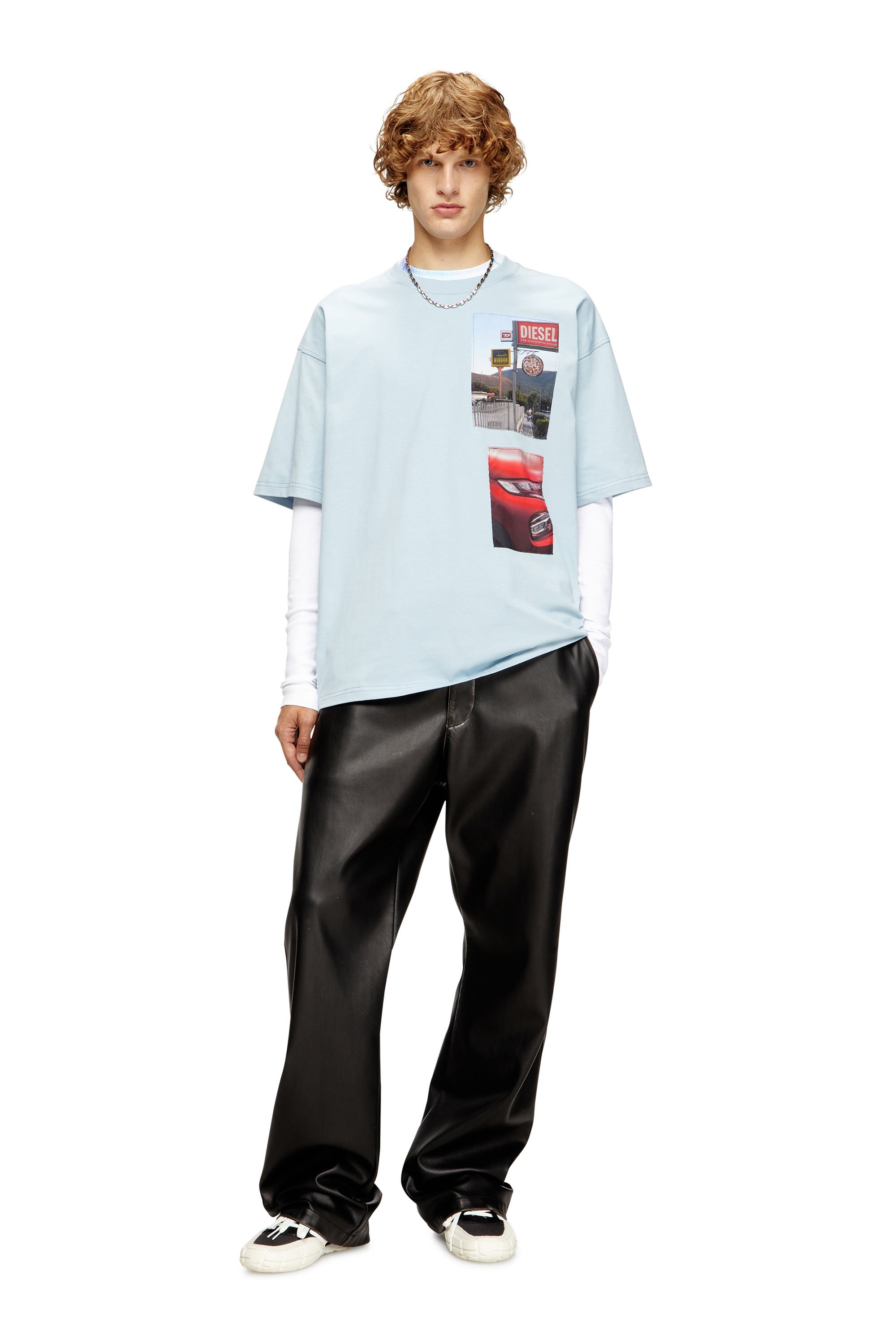 Diesel - T-BOXT-T3, Man's T-shirt with logo photo patches in Light Blue - 2