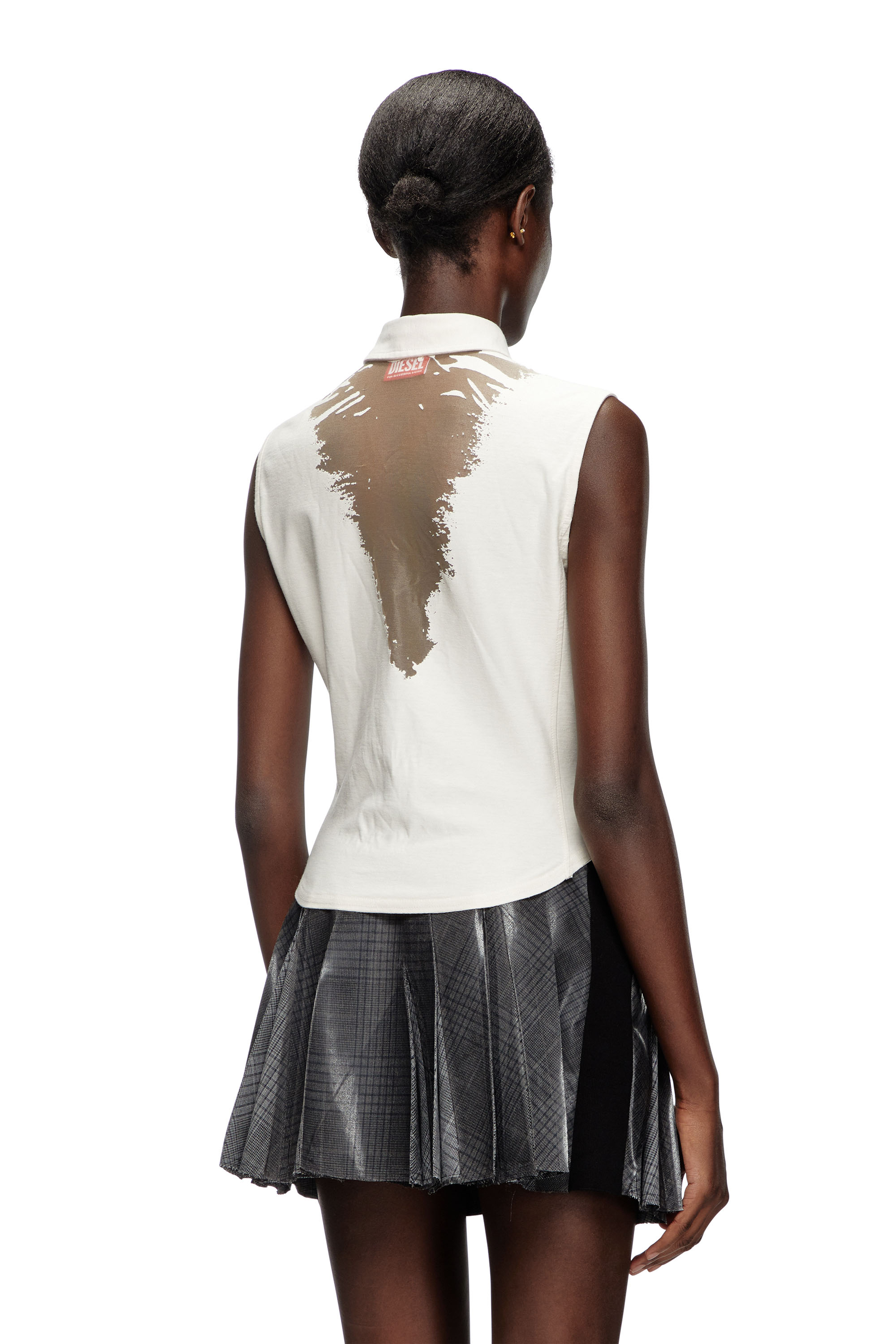 Diesel - C-GISELD, Woman's Sleeveless shirt with devoré sweat stains in White - 2