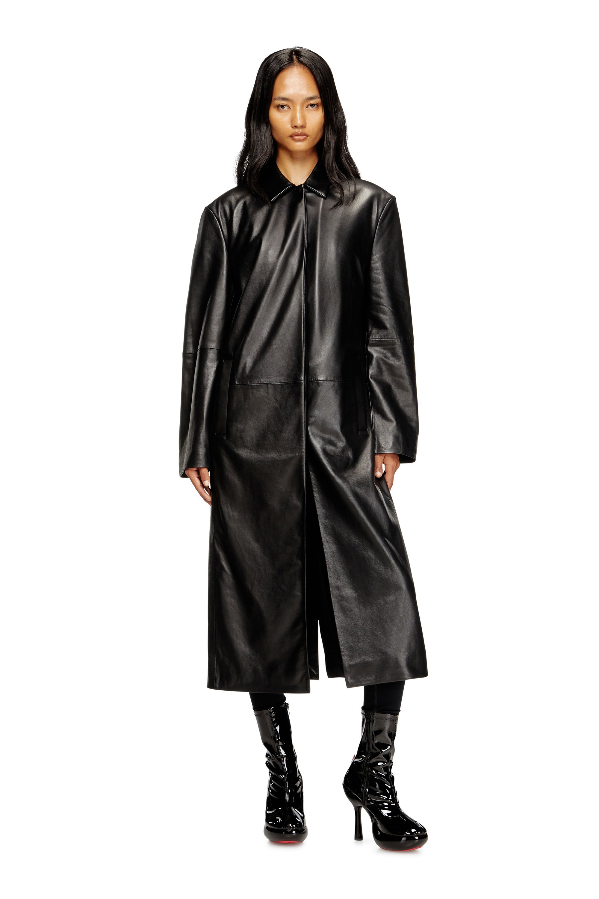 Diesel - L-ANCELOT, Abrigo largo de cuero acolchado Mujer in Negro - 2