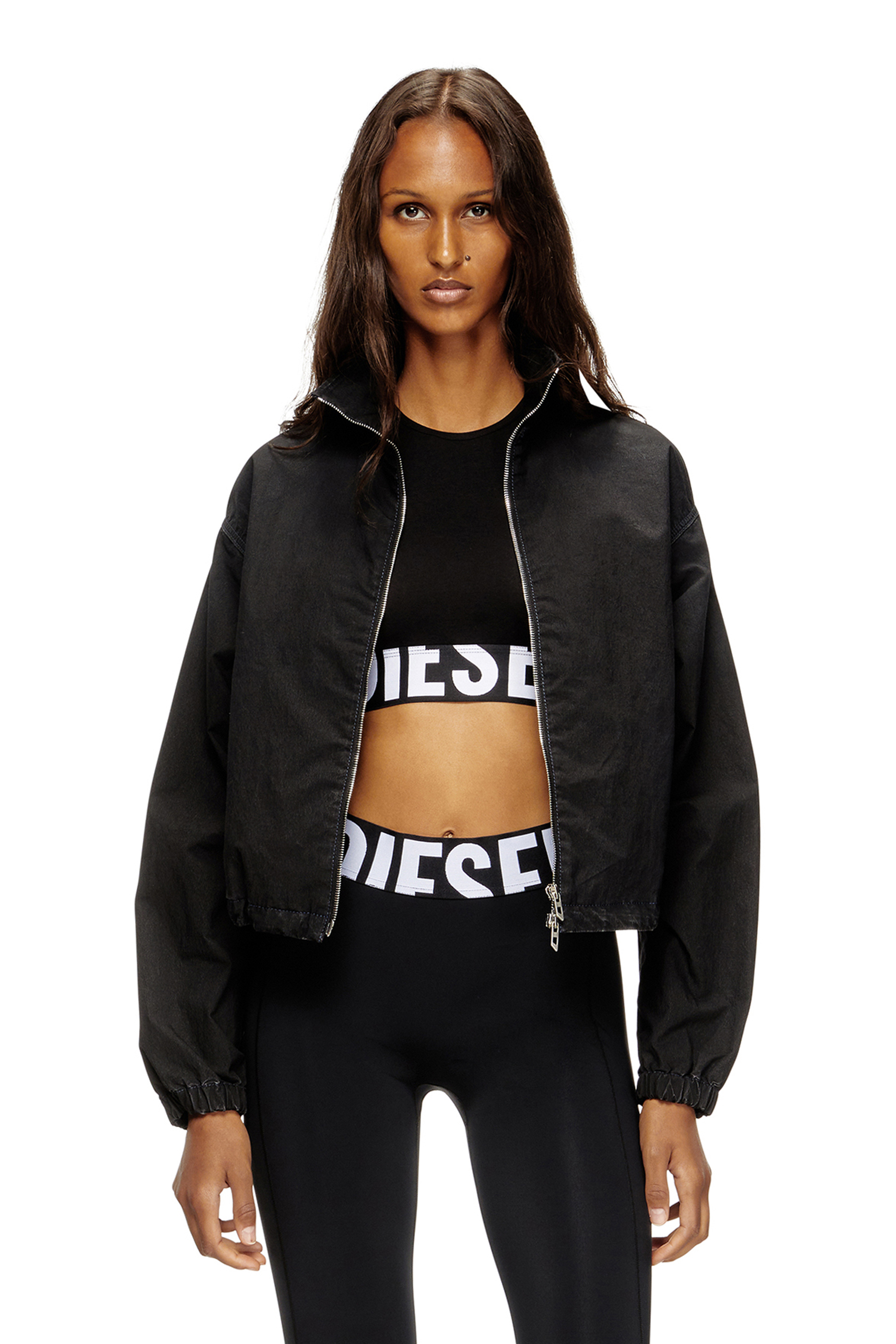 Diesel - ADA-D-POP, Camiseta con tirantes recortada con logotipo recortado Mujer in Negro - 4