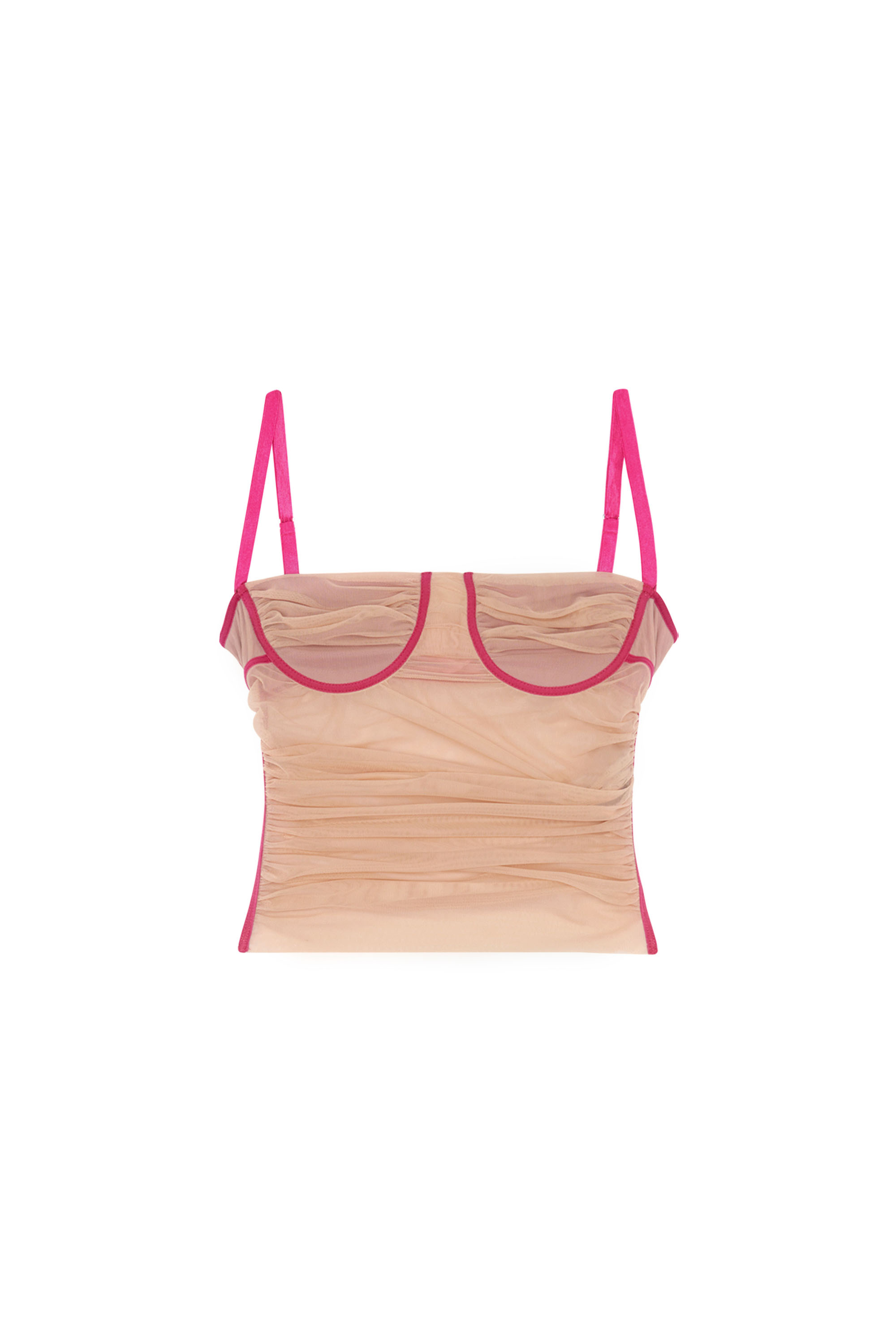 Diesel - T-HAILYNA, Woman Ruched mesh top with binding in Pink - Image 6