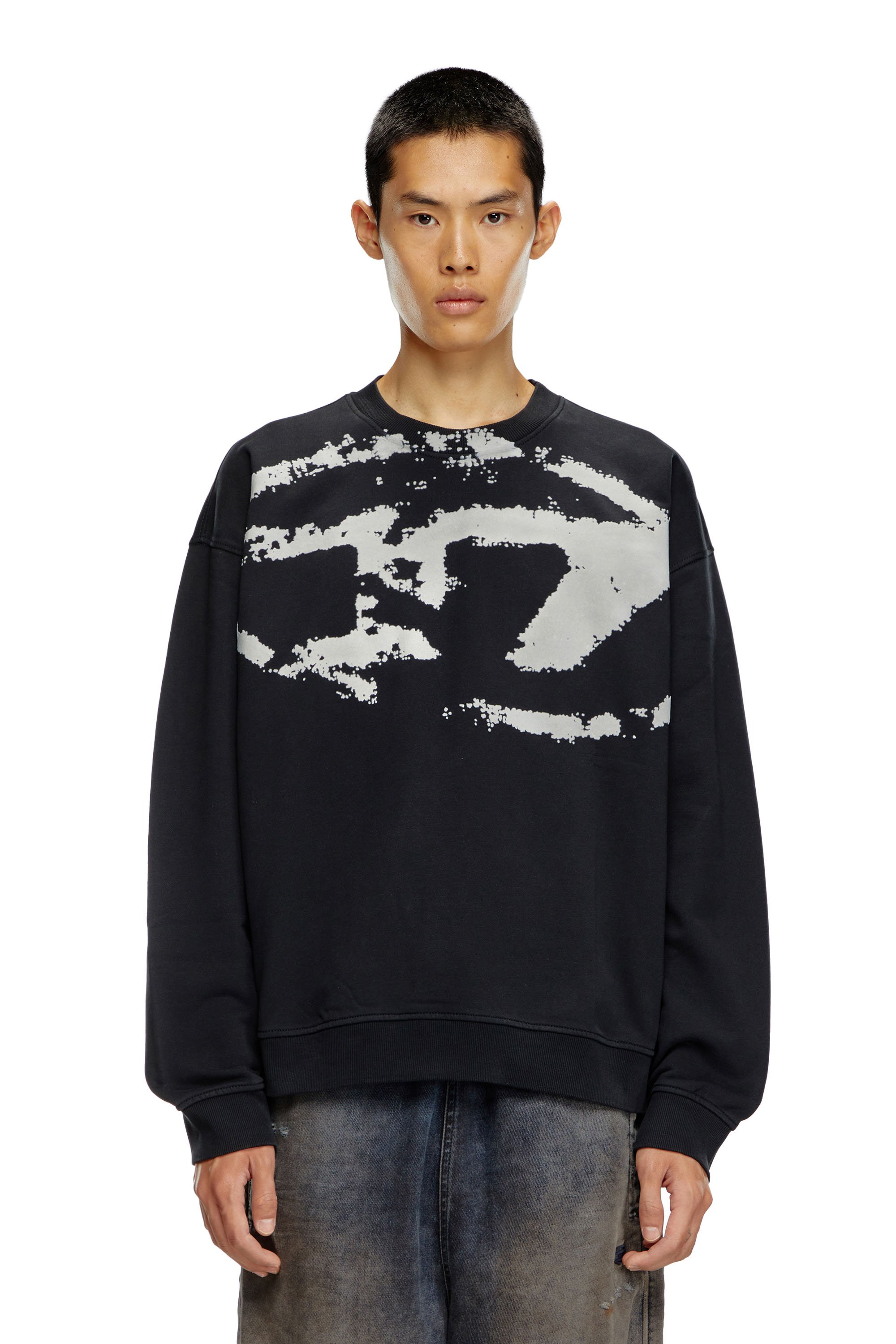 Diesel - S-BOXT-N5, Sudadera con logotipo desgastado en relieve Hombre in Negro - 4