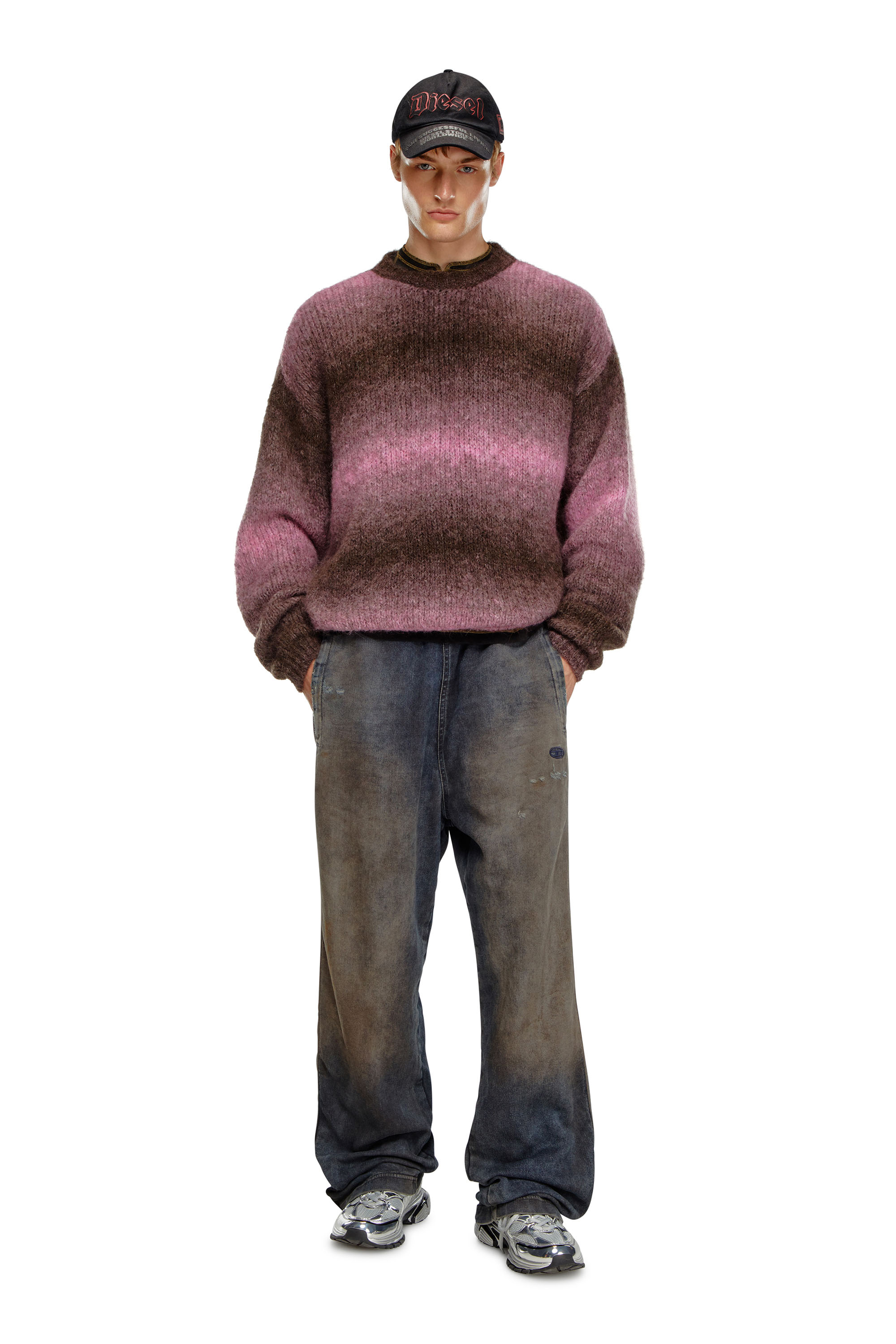 Diesel - K-RASTA, Man's Dégradé jumper in alpaca blend in Violet - 4