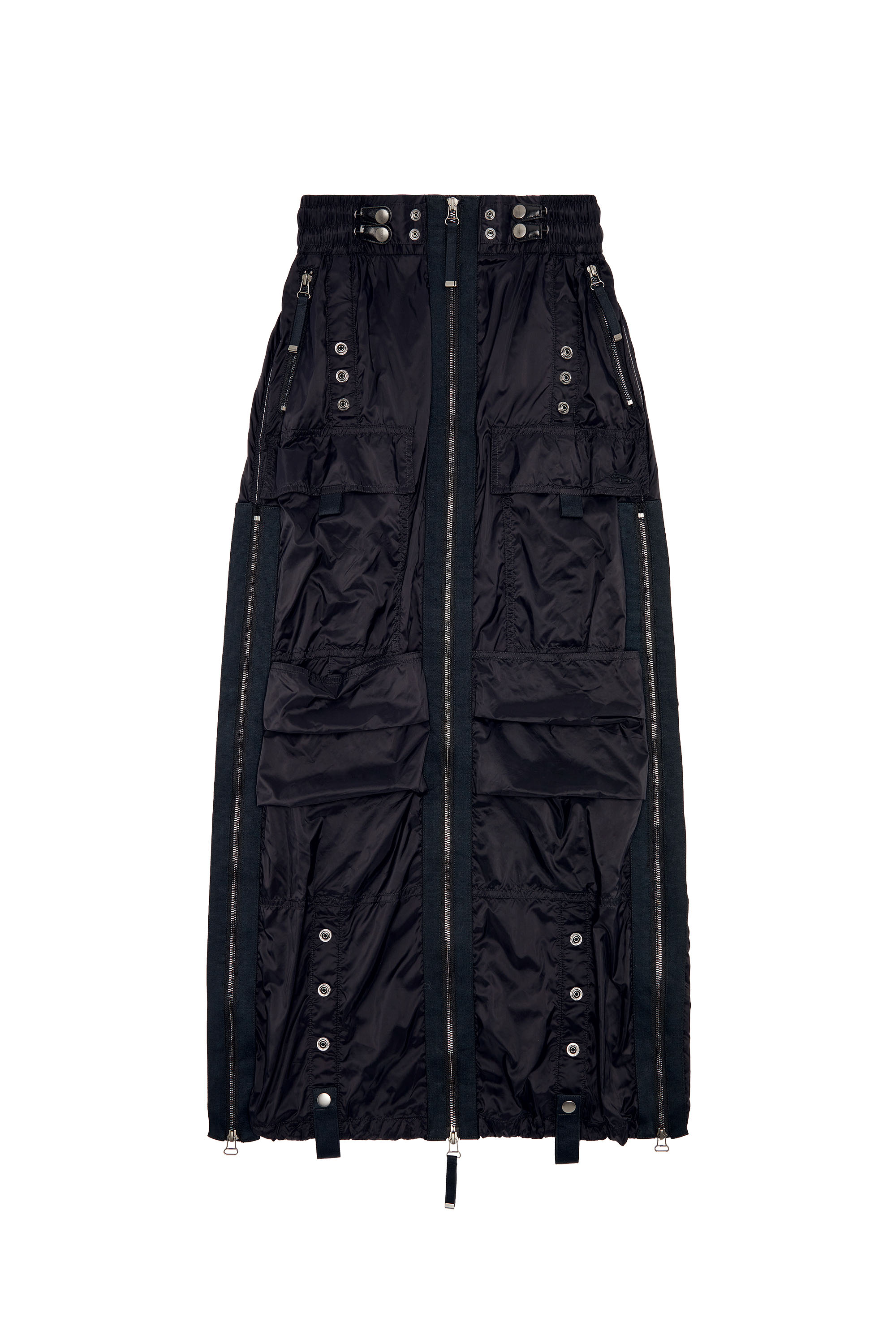 Diesel - O-CREP, Woman's Long skirt with cargo pockets in Black - 5