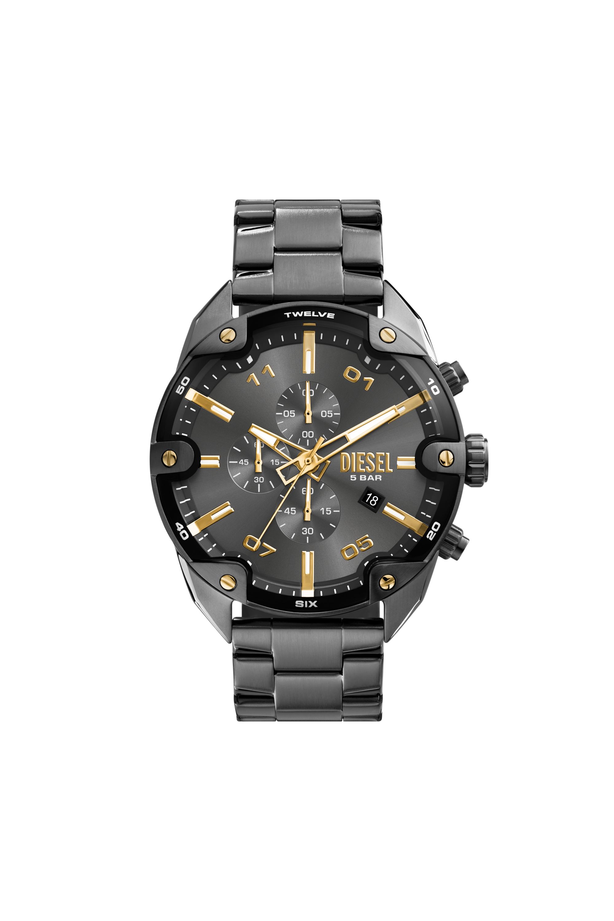 Diesel - DZ4669, Man's Spiked Two-Tone Stainless Steel Watch in Dark grey - 1