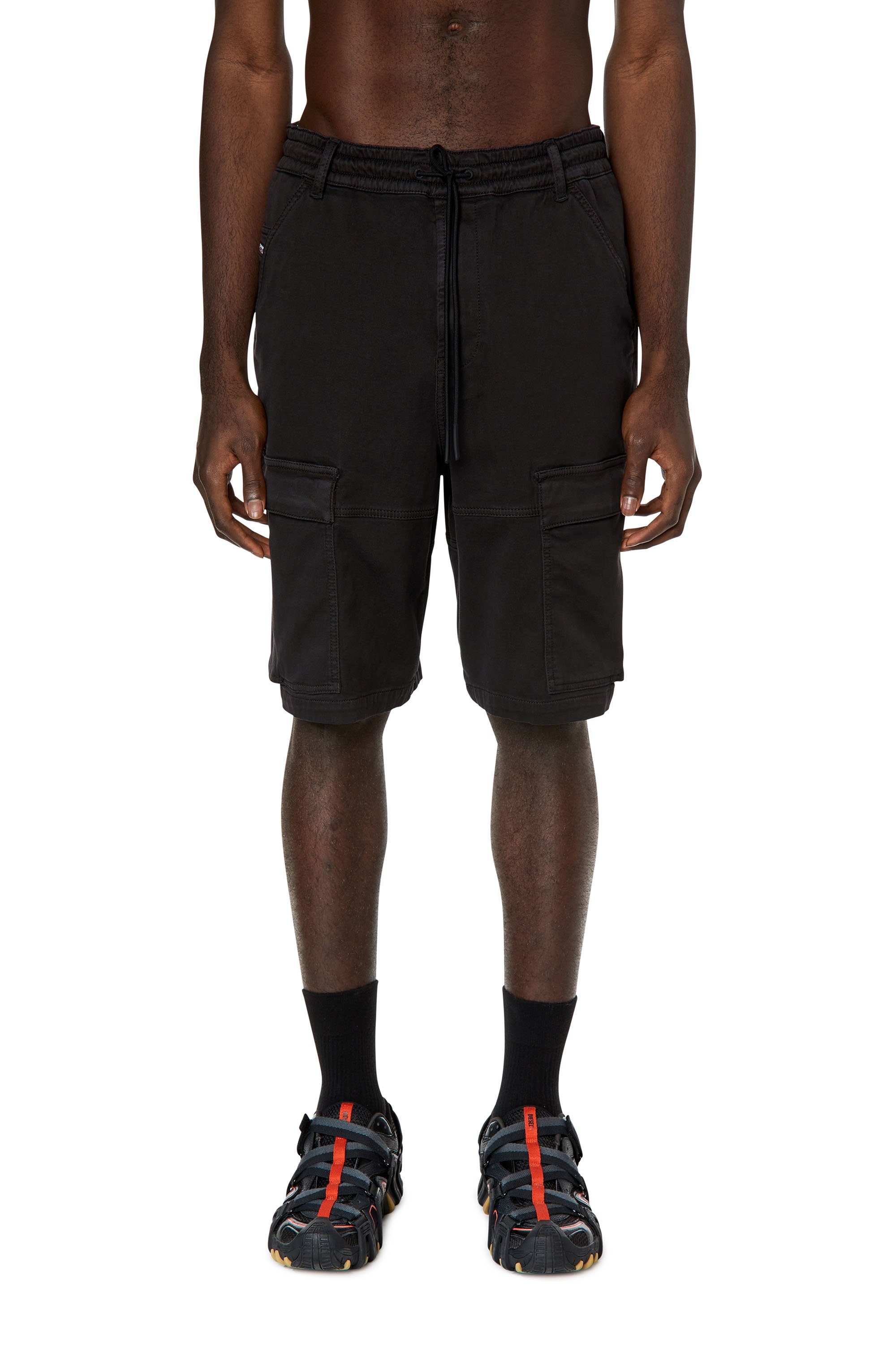 Diesel - D-KROOLEY-CARGO-SHORT JOGG, Man Cargo shorts in JoggJeans in Black - Image 1