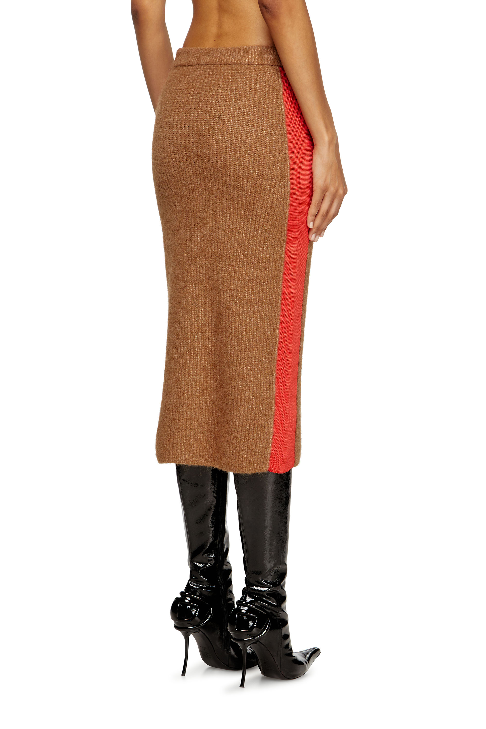Diesel - M-LOUSI, Falda midi de alpaca con cremallera frontal Mujer in Marrón - 4