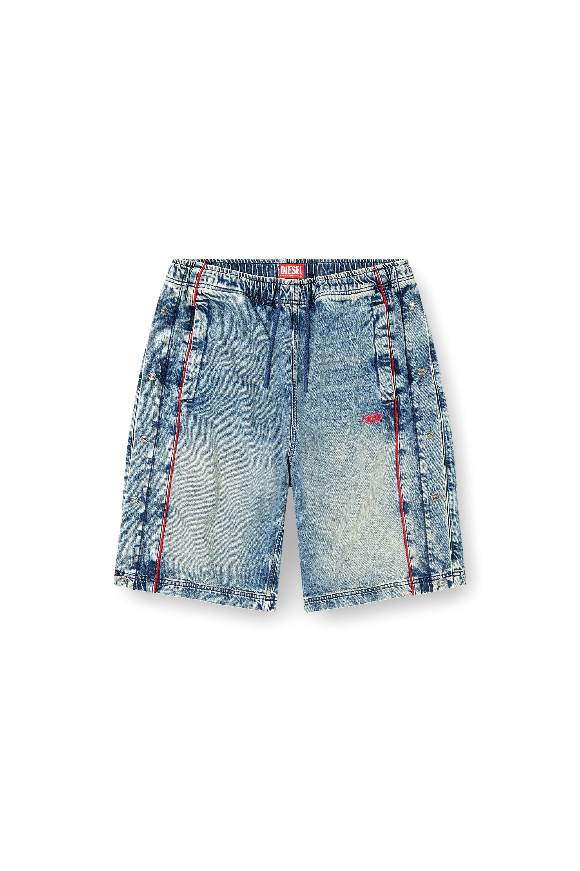 Diesel - D-AXFOR-SHORT-S, Pantalones cortos denim con ribetes rojos Unisex in Azul marino - 3