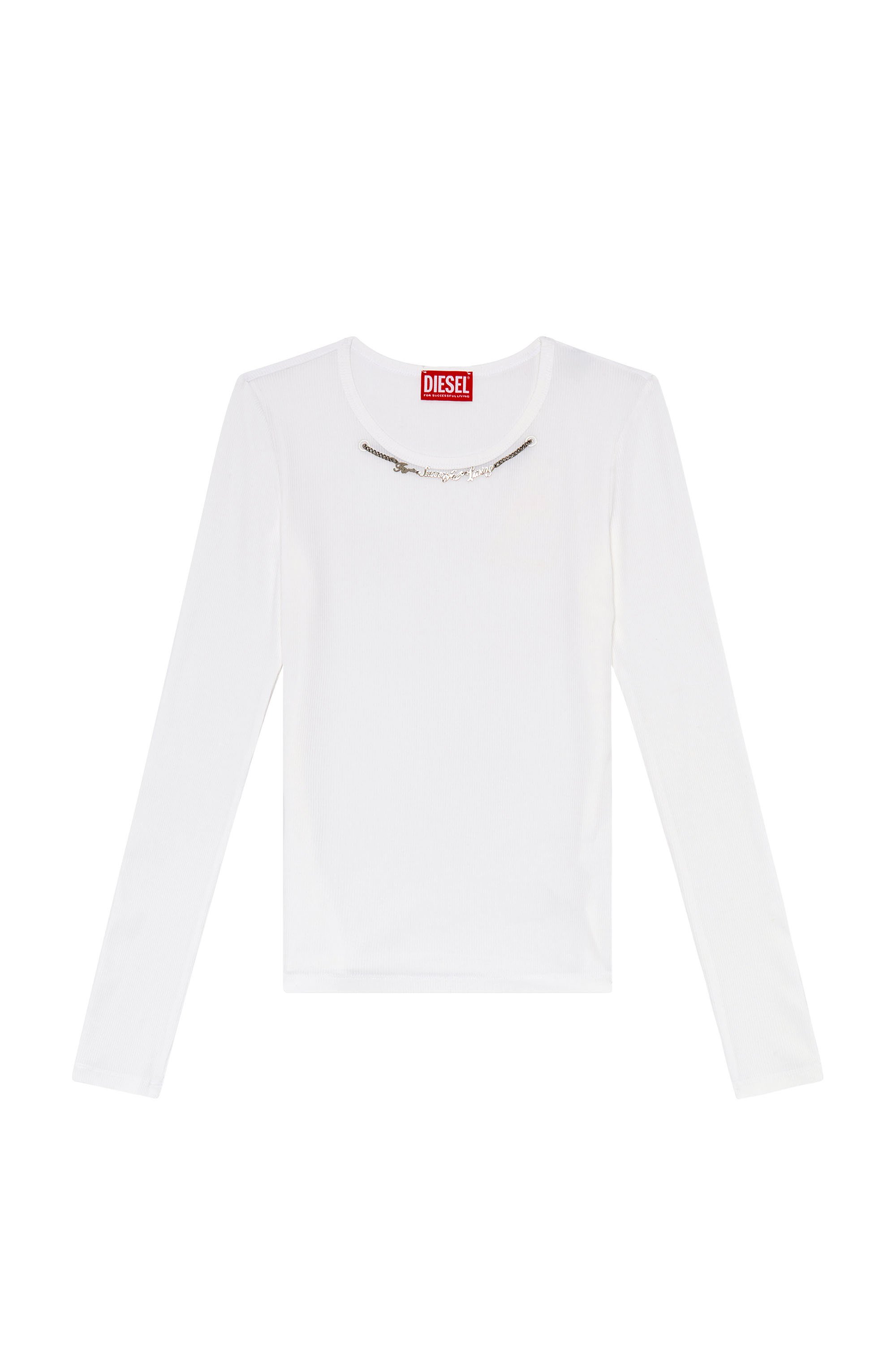 Diesel - T-MATIC-LS, Woman Long-sleeve top with chain necklace in White - Image 5