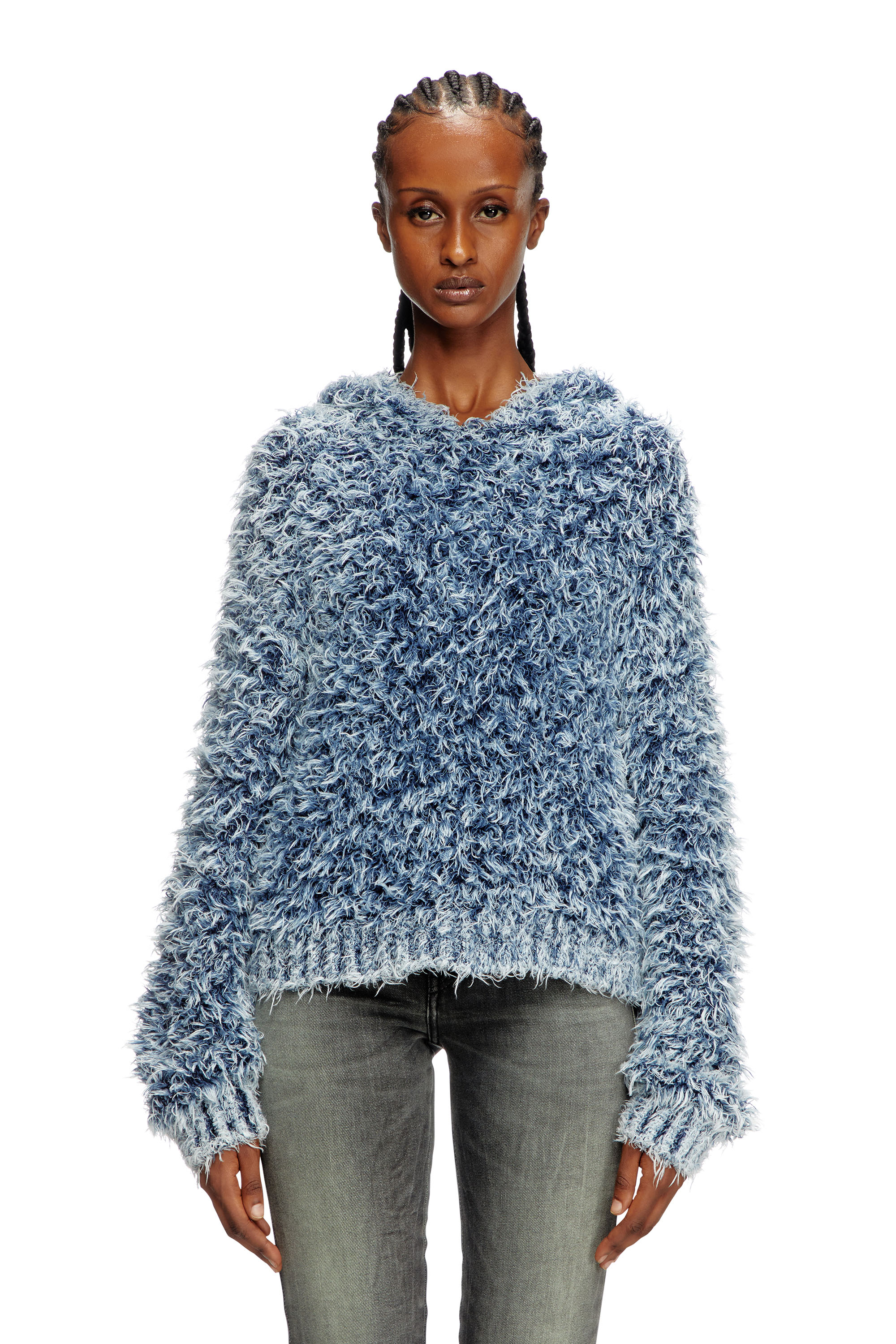 Women's Textured-knit hoodie | Blue | Diesel