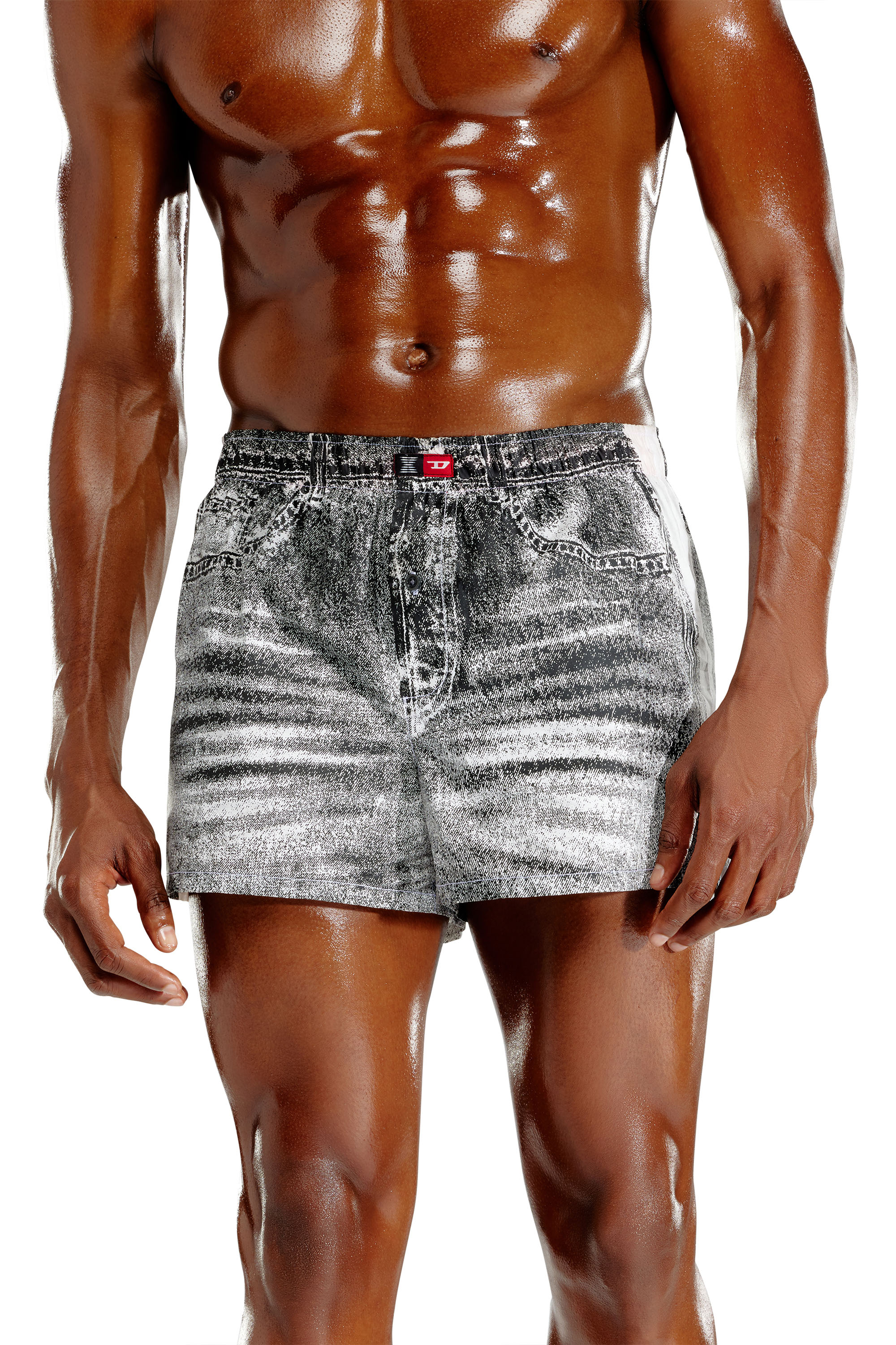 Diesel - TROMPE-BOXERS, Bóxers en popelín de algodón con look denim Hombre in Gris - 3