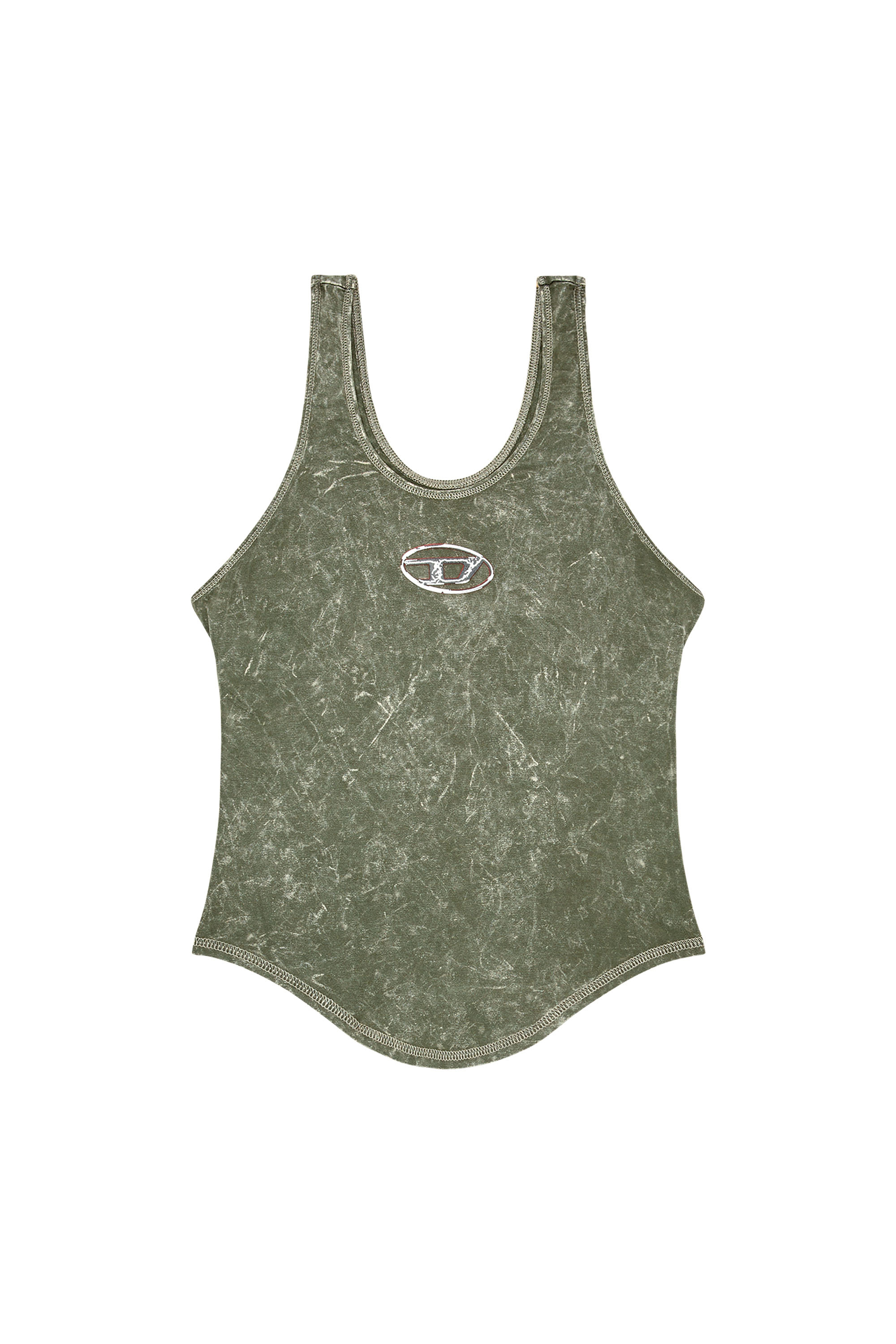 Diesel - T-AVENA-P1, Mujer Camiseta de espalda abierta con efecto mármol in Verde - Image 4