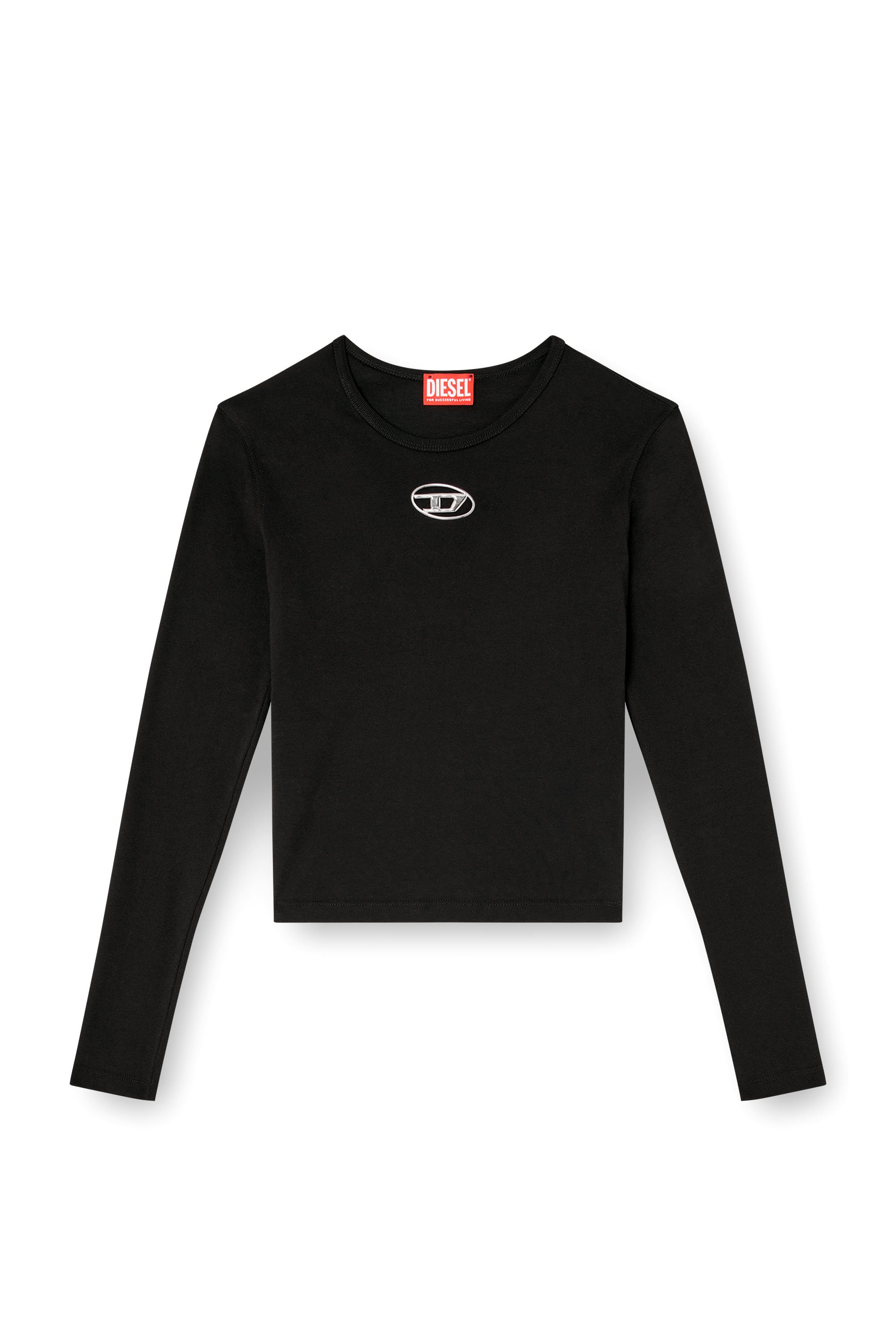 Diesel - T-UNCUTIE-LONG-LS-OD, Woman's Long-sleeve top with Oval D cut-out in Black - 4