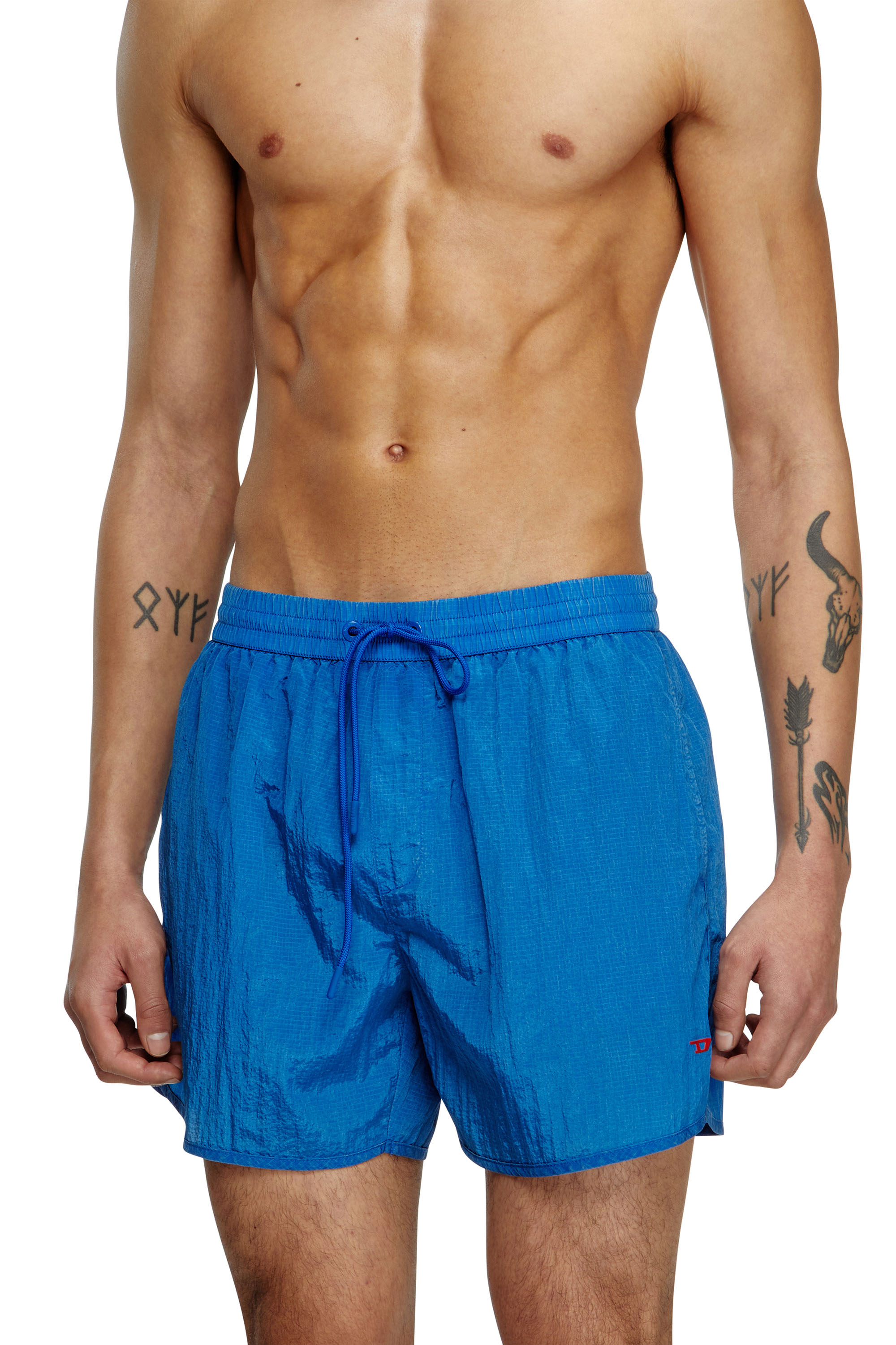 Diesel - JIMMIE-38-D-POP, Man's Mid-length swim shorts in treated ripstop in Blue - 2