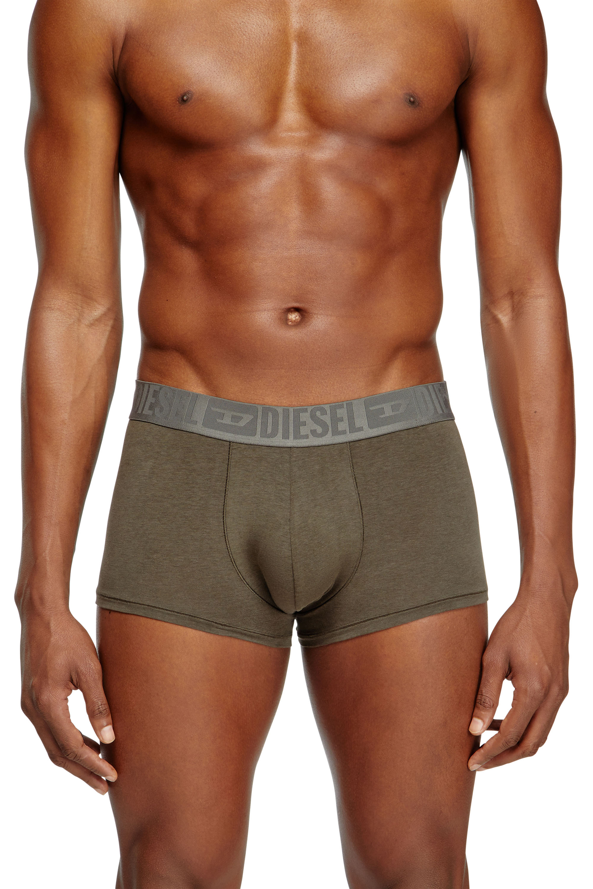 Diesel - BENJAMIN-D-MONO-3PACK, Man's Three-pack plain boxer briefs in Green/Black - 2