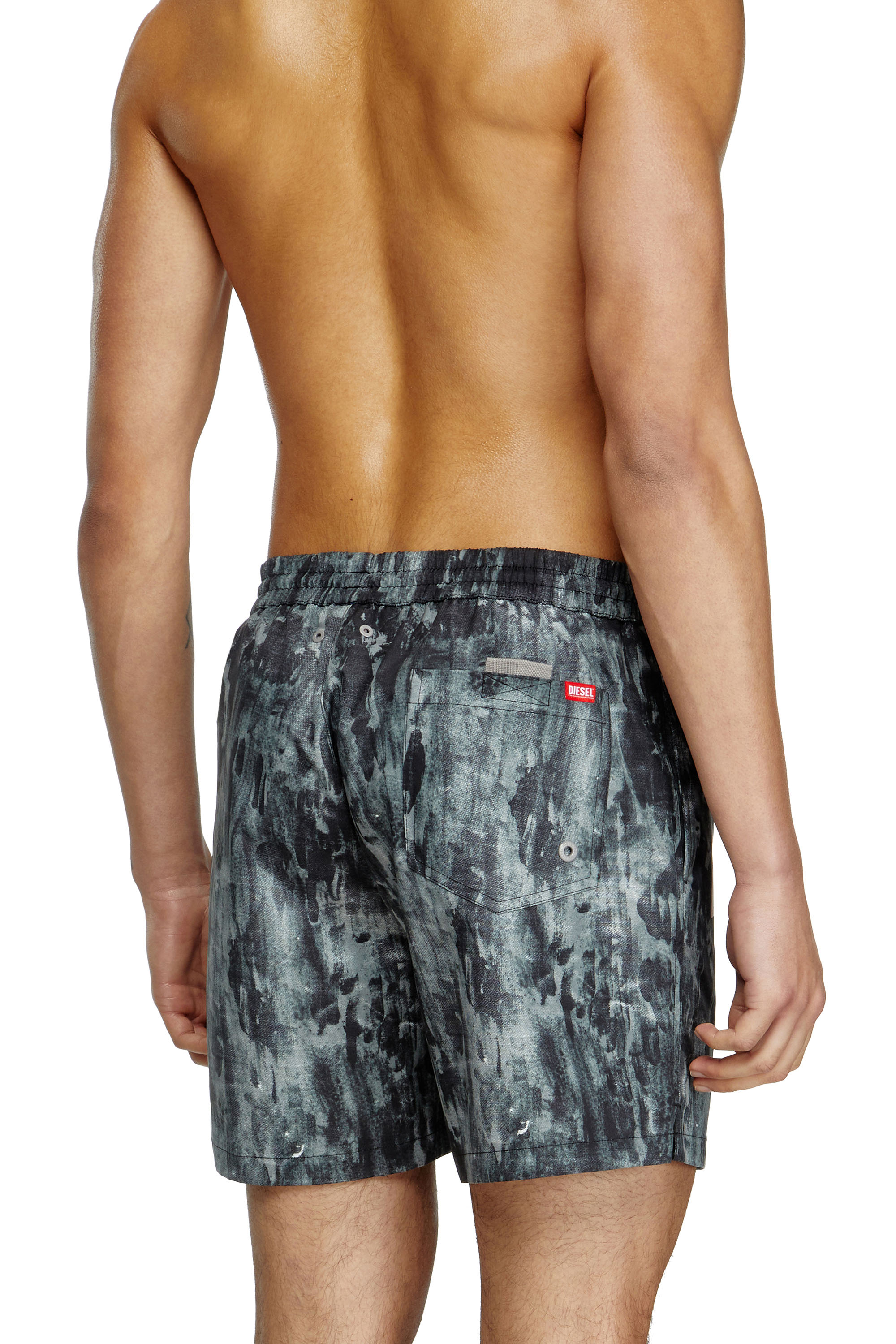 Diesel - RIO-41-D-POP, Man's Mid-length swim shorts with graphic print in Black - 4