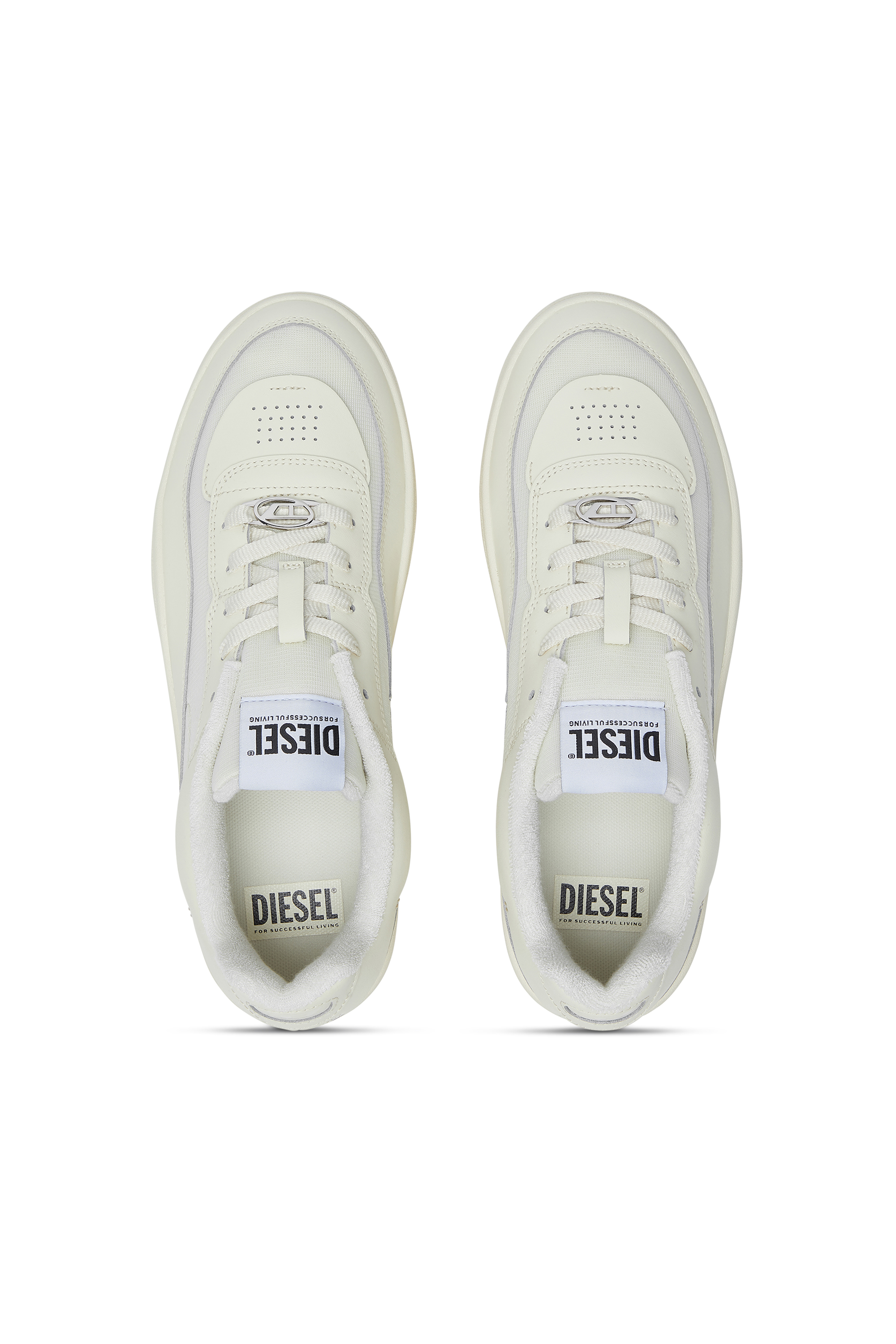 Diesel - S-OVAL SKATE LOW, Deportivas de cuero con paneles de tejido Hombre in Beige - 5