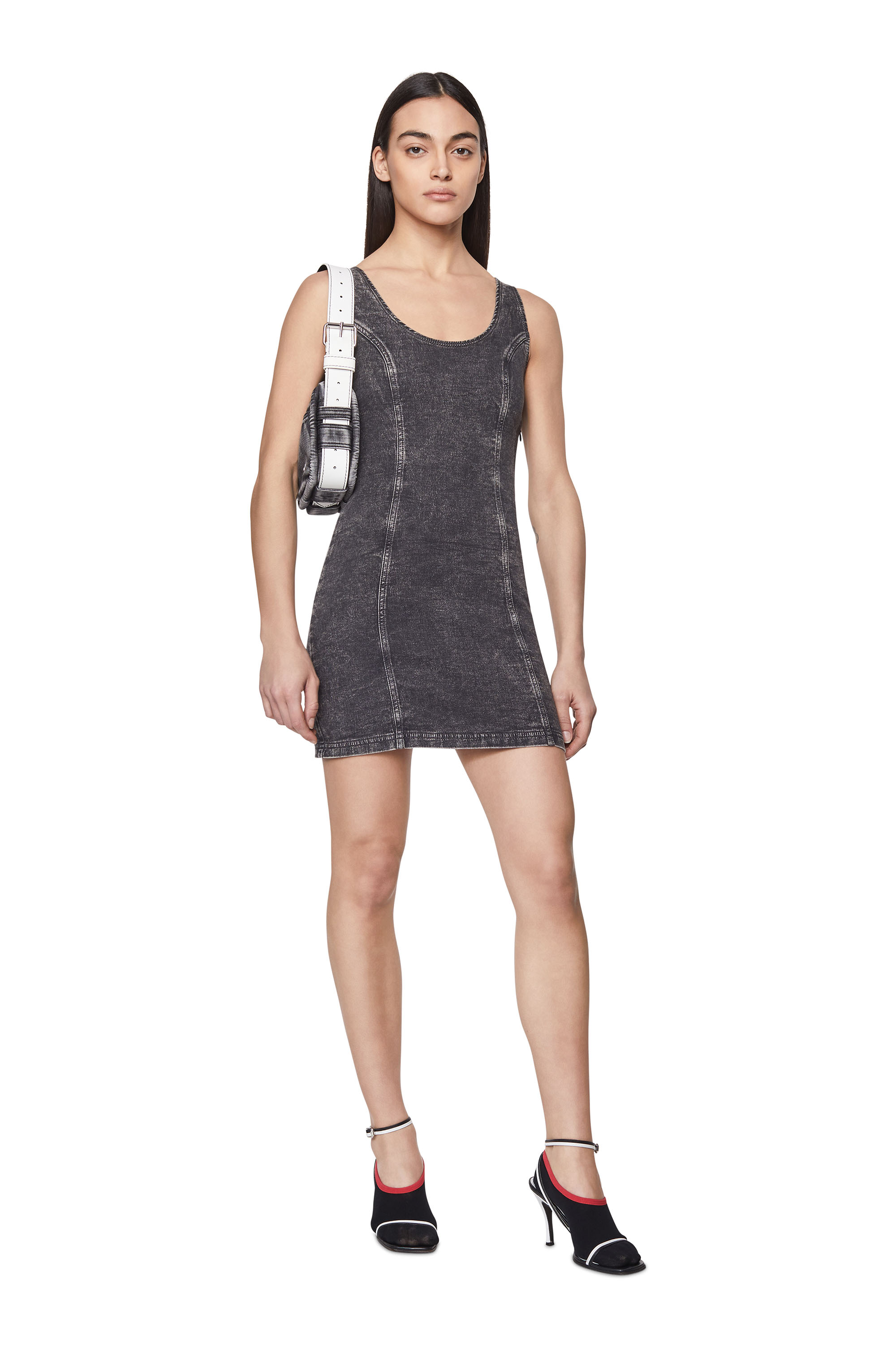 Diesel - D-VENUS TRACK DENIM TANK DRESS, Black/Dark grey - Image 1