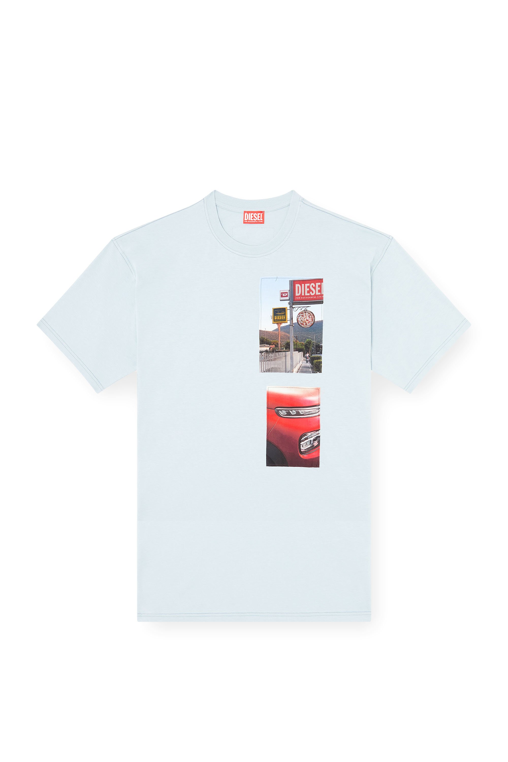 Diesel - T-BOXT-T3, Man's T-shirt with logo photo patches in Light Blue - 3