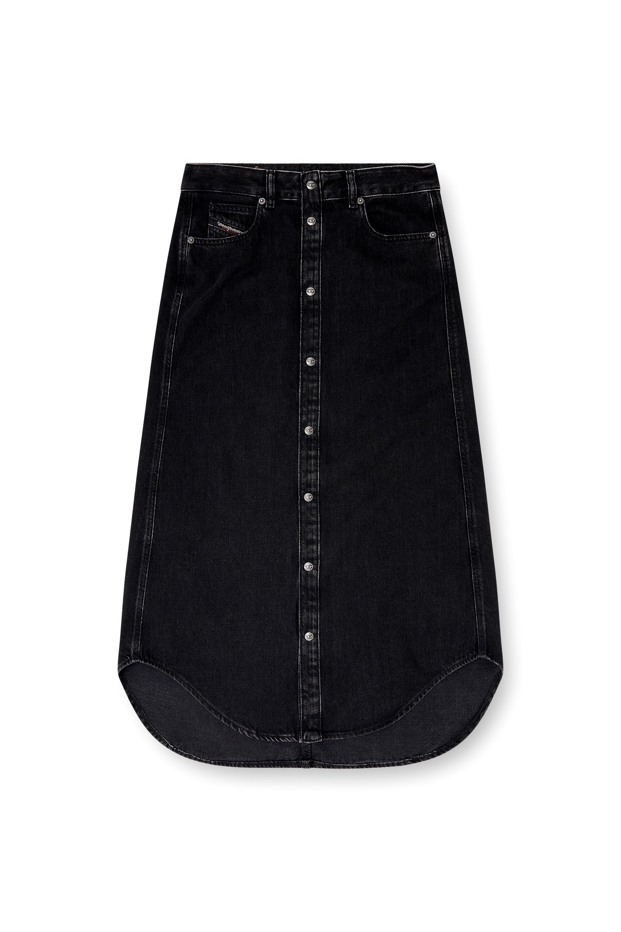 Diesel - DE-ARD-LONG, Falda midi de mezclilla Mujer in Negro - 3