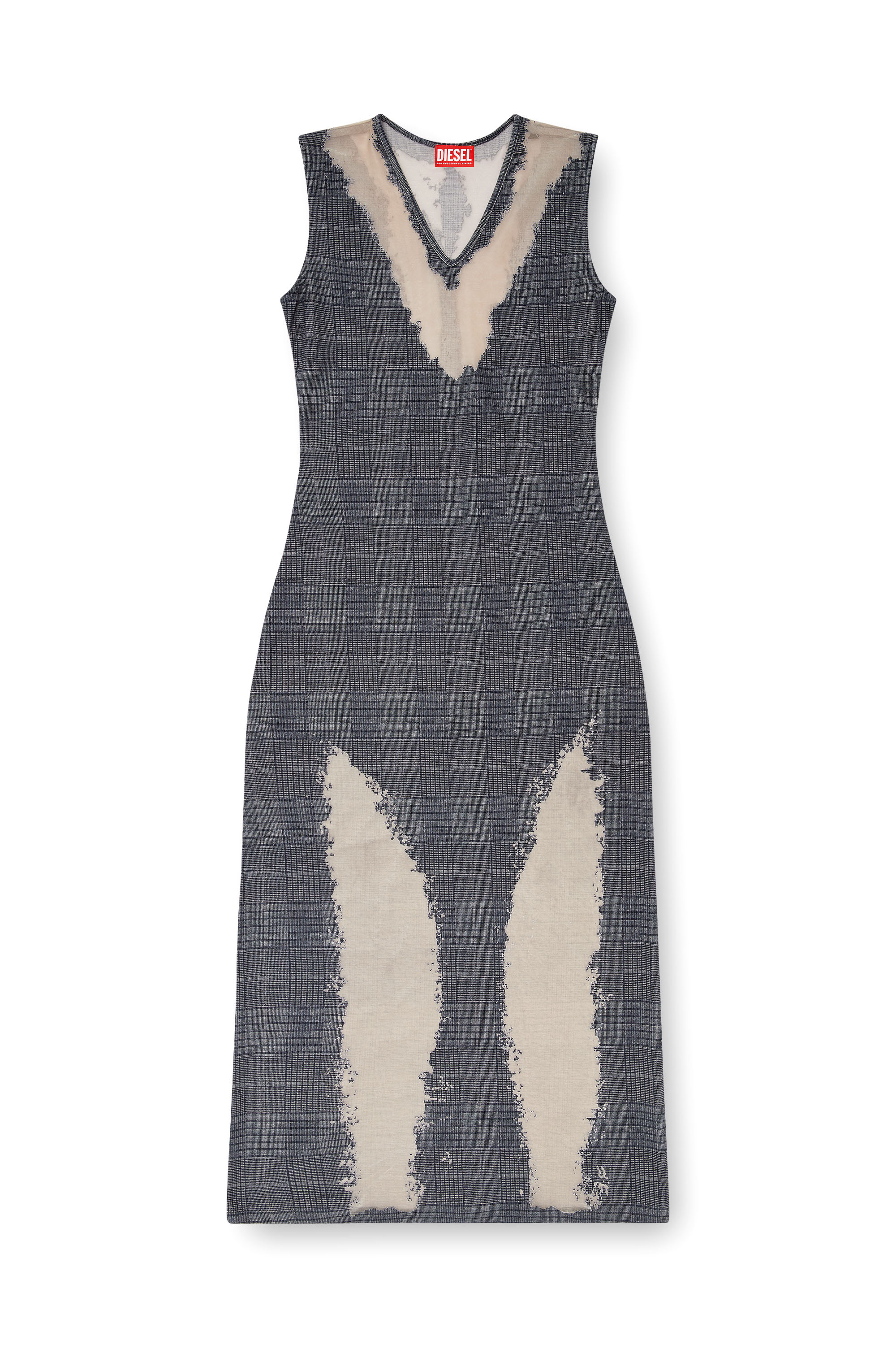 Diesel - D-MYLIANE, Vestido a cuadros con manchas de sudor en devoré Mujer in Gris - 6