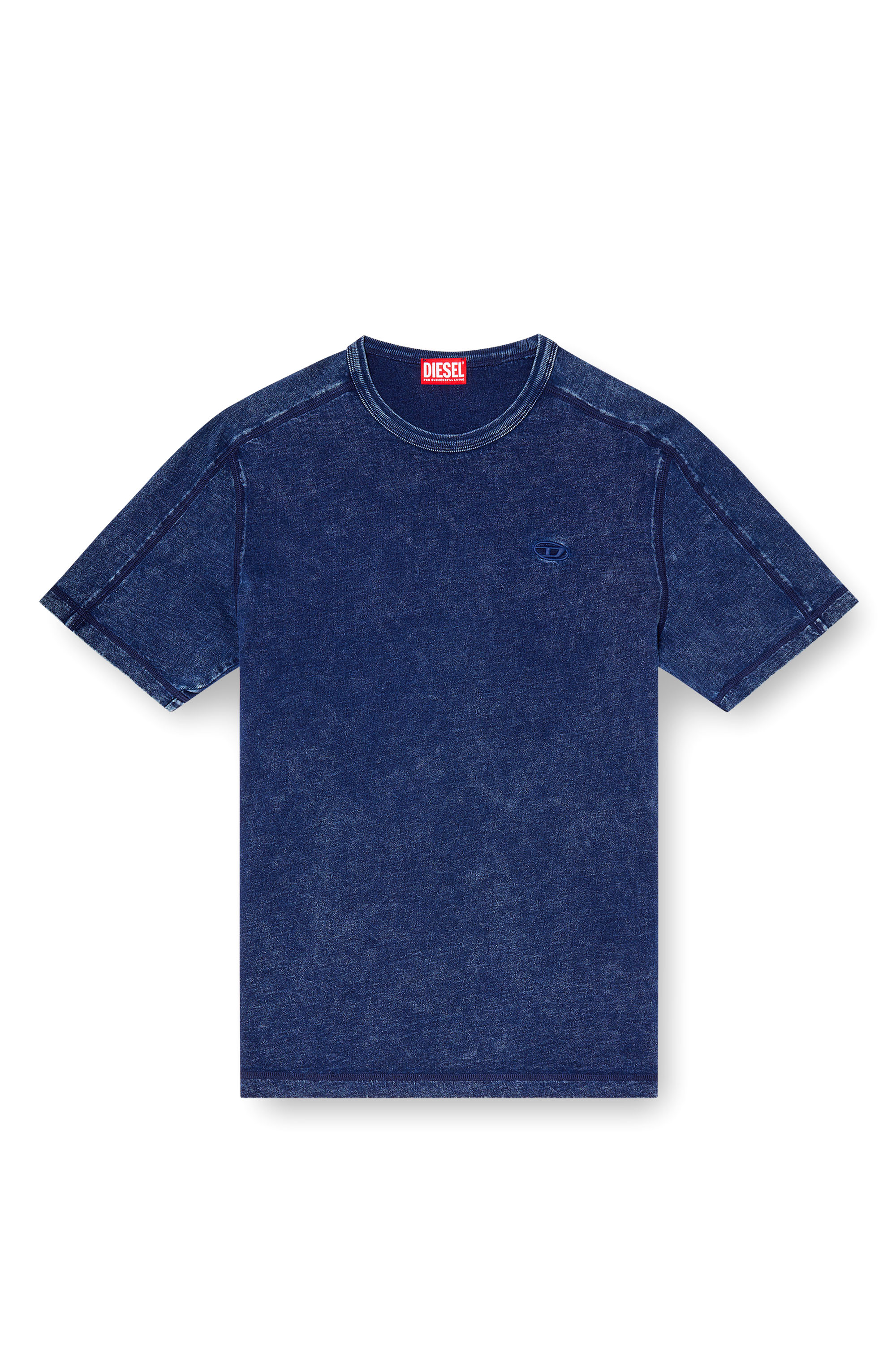 Diesel - T-ADJIND, Man's Denim-look jersey T-shirt in Blue - 4