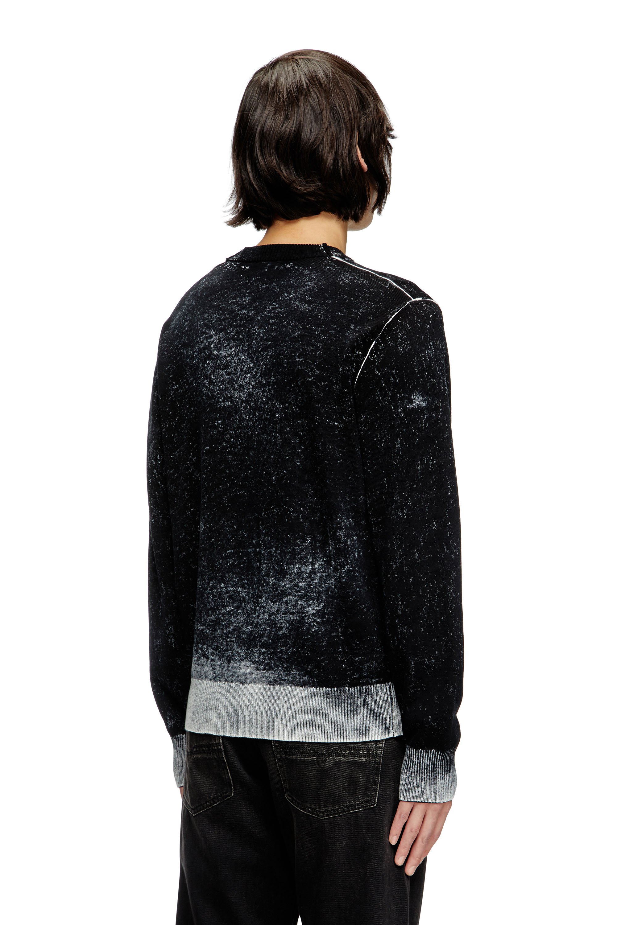 Diesel - K-LARENCE-B, Man's Reverse-print cotton jumper in Black - 2