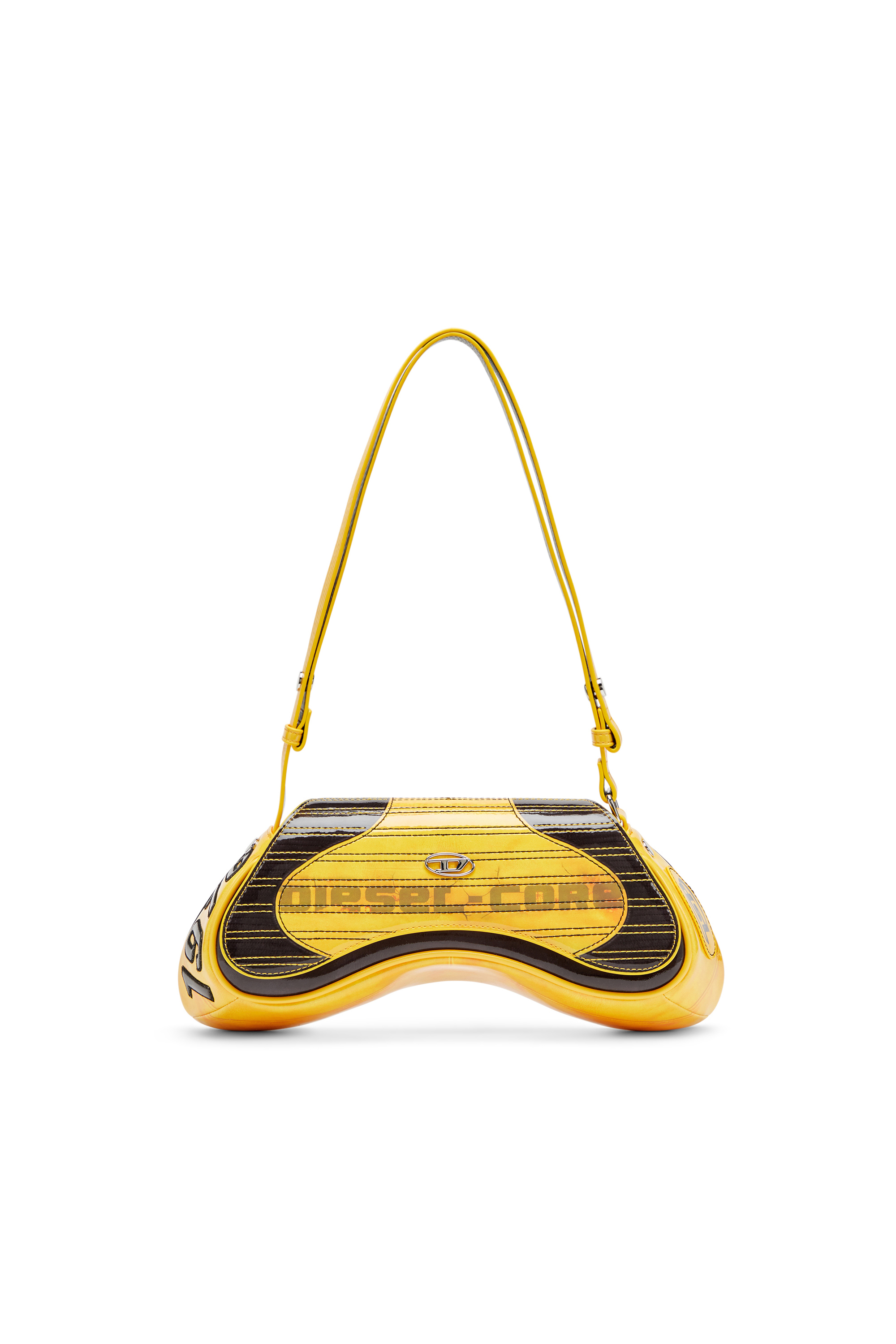 Diesel - PLAY CROSSBODY, Play-Bandolera brillante con detalles tipo motorista Mujer in Amarillo - 1