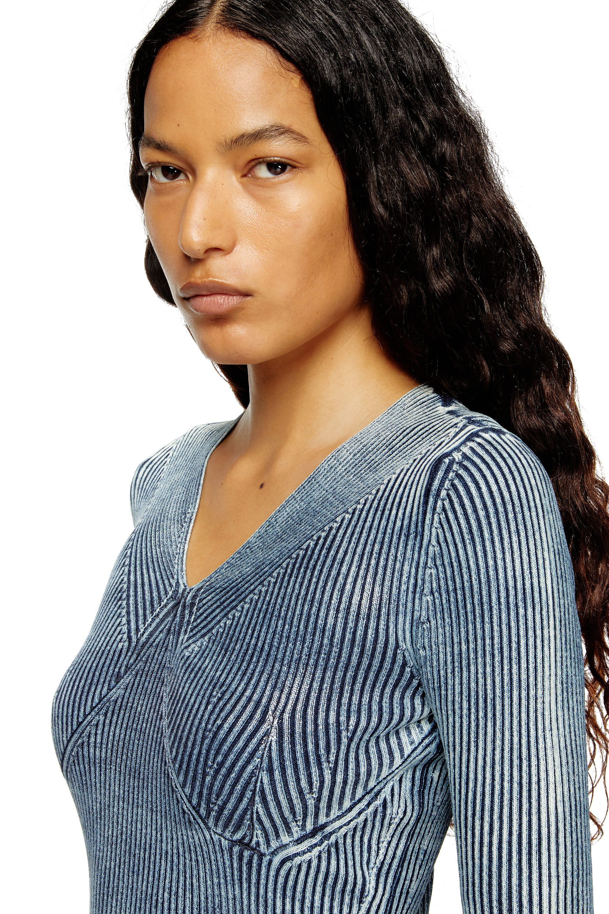 Diesel - M-MILMO, Jersey de hilo denim con efecto brillante Mujer in Azul marino - 4