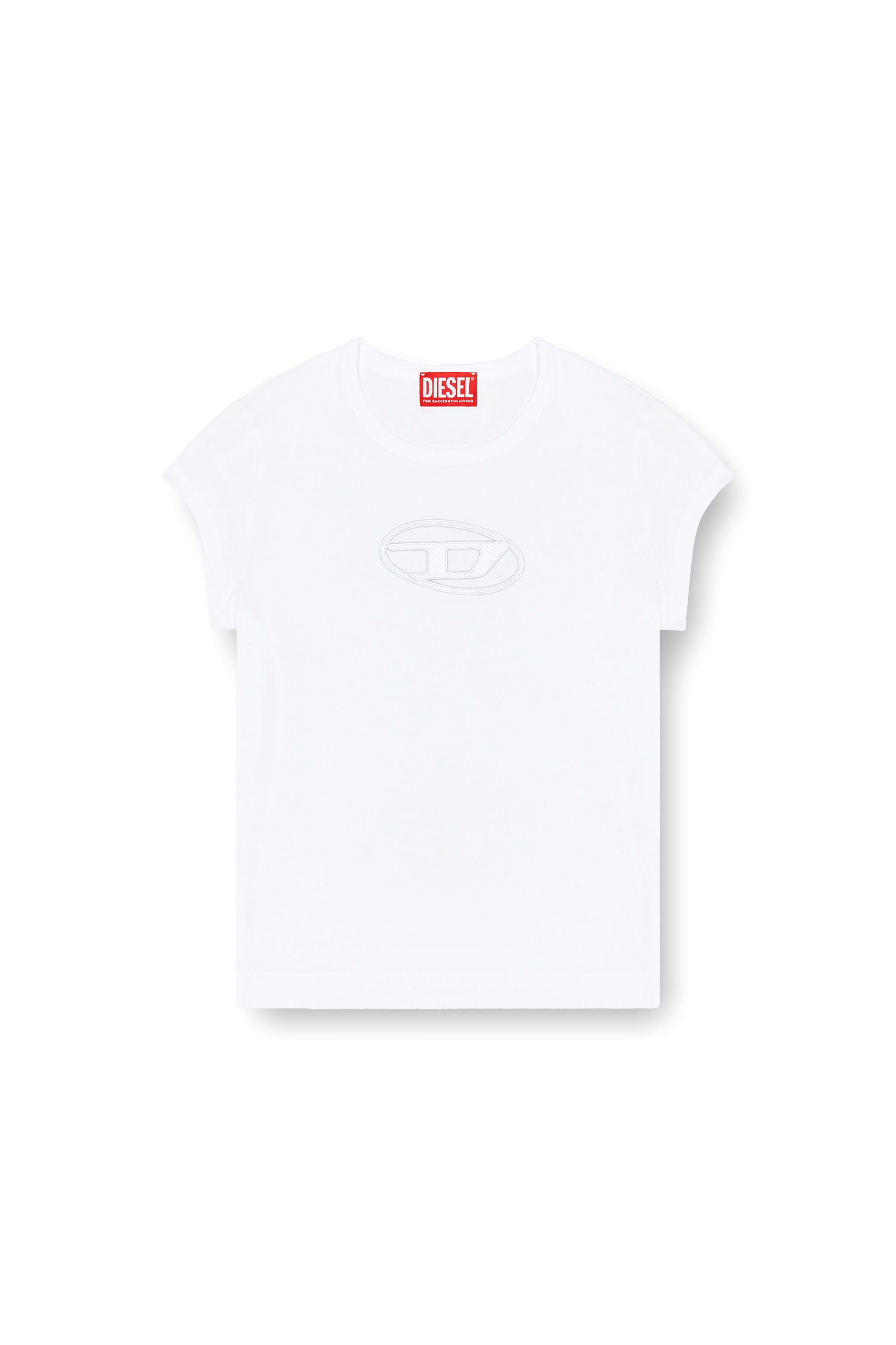 Diesel - T-ANGIE, Woman's T-shirt with peekaboo logo in White - 4