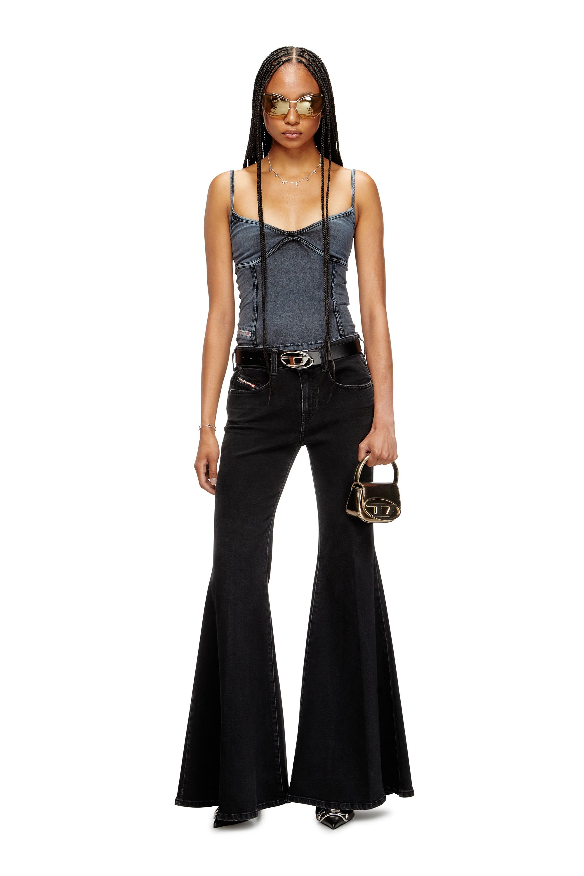 Diesel - Woman's Flare Jeans 1970 D-Bleess 09M69, Black/Dark grey - 3