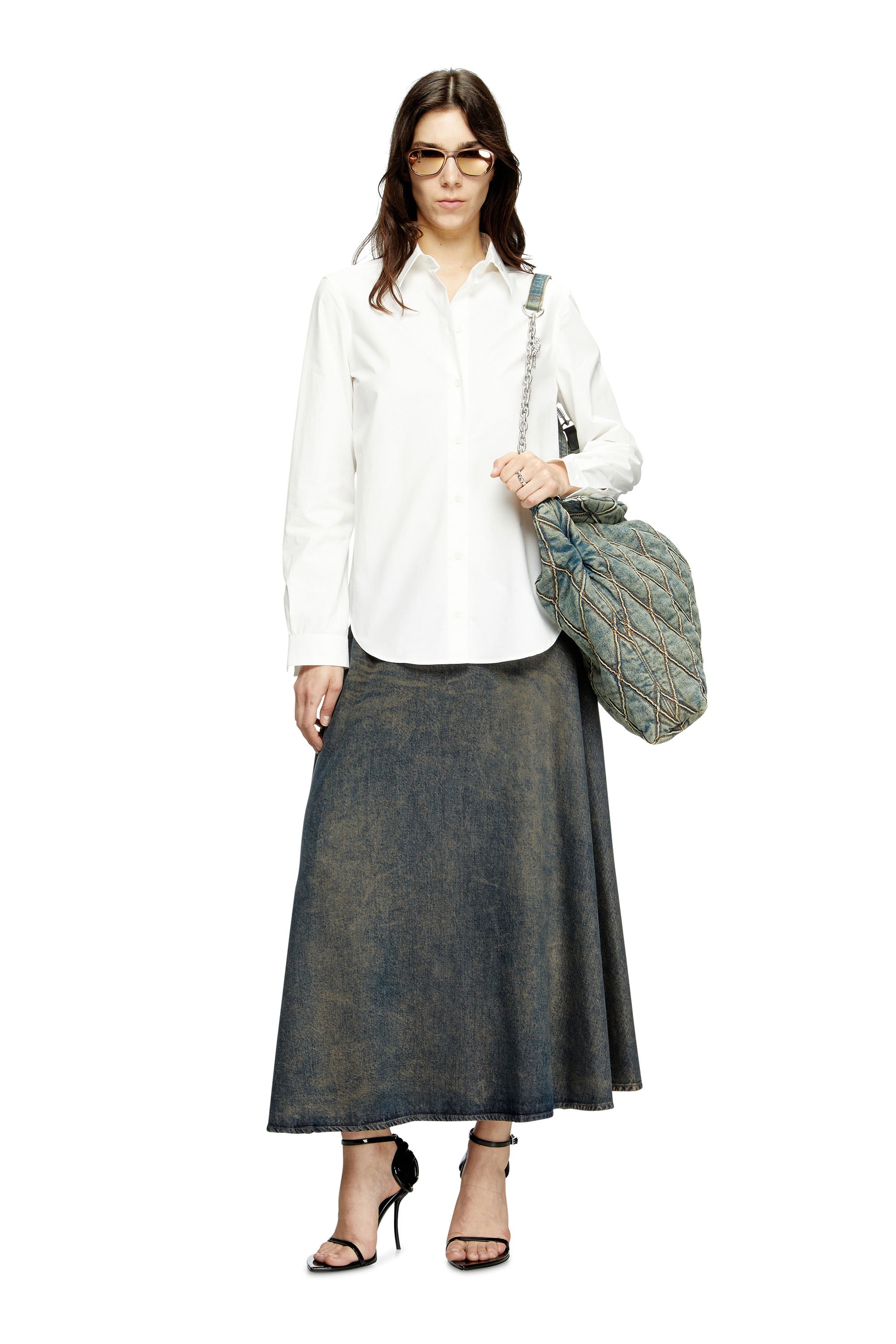 Diesel - CHARM-D HOBO, Charm-D-Bolso hobo grande en denim acolchado con motivo argyle Mujer in Azul marino - 2