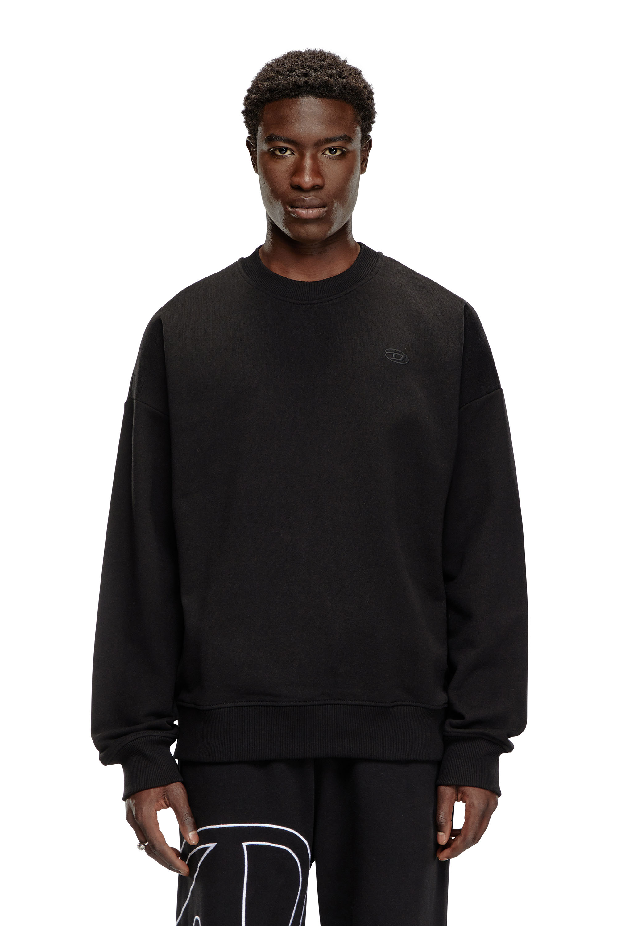 Diesel - S-ROB-MEGOVAL-D, Man Sweatshirt with logo embroidery in Black - Image 3
