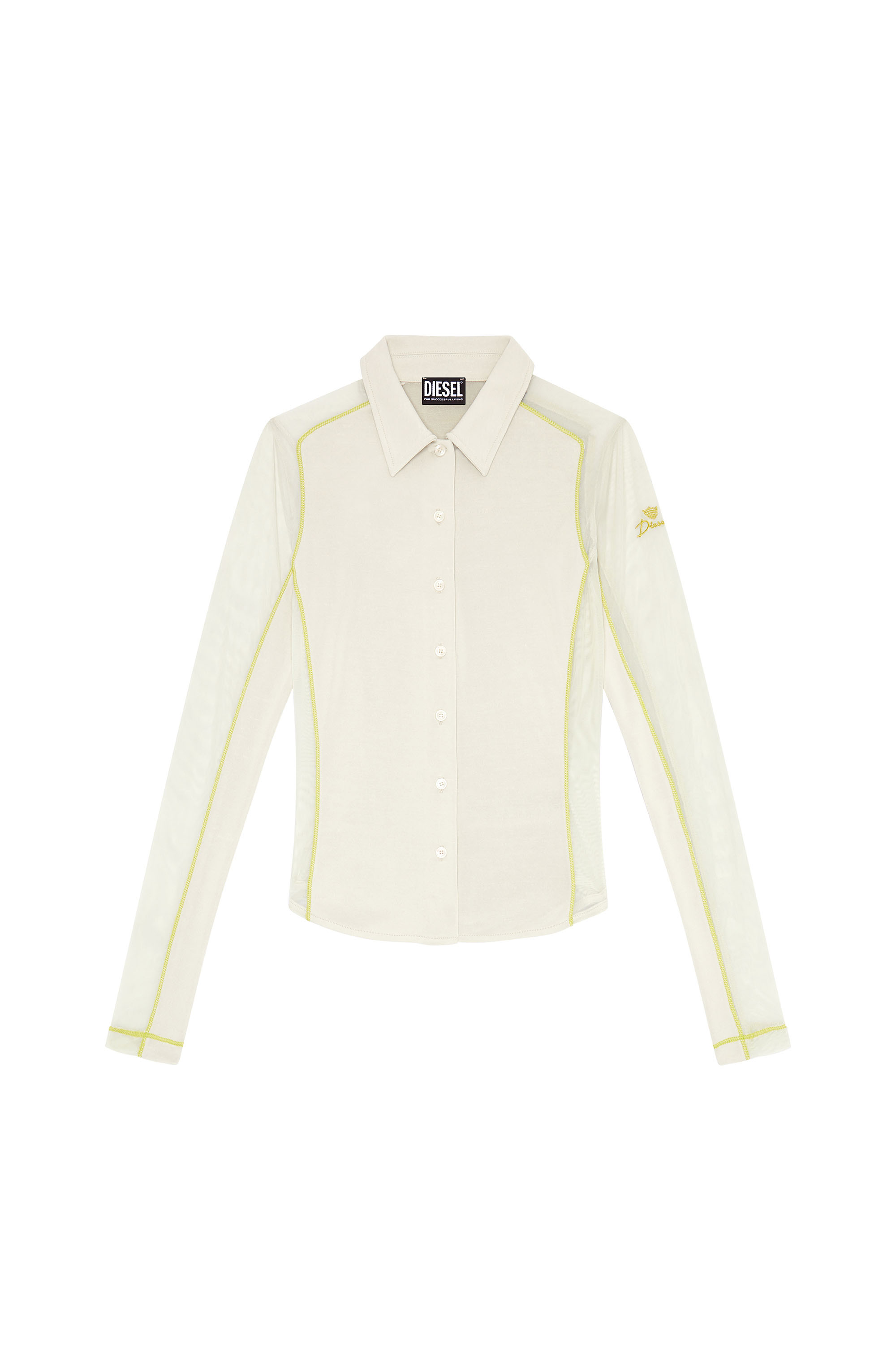 Diesel - T-NOXA, Woman Modal blend shirt with mesh inserts in White - Image 6