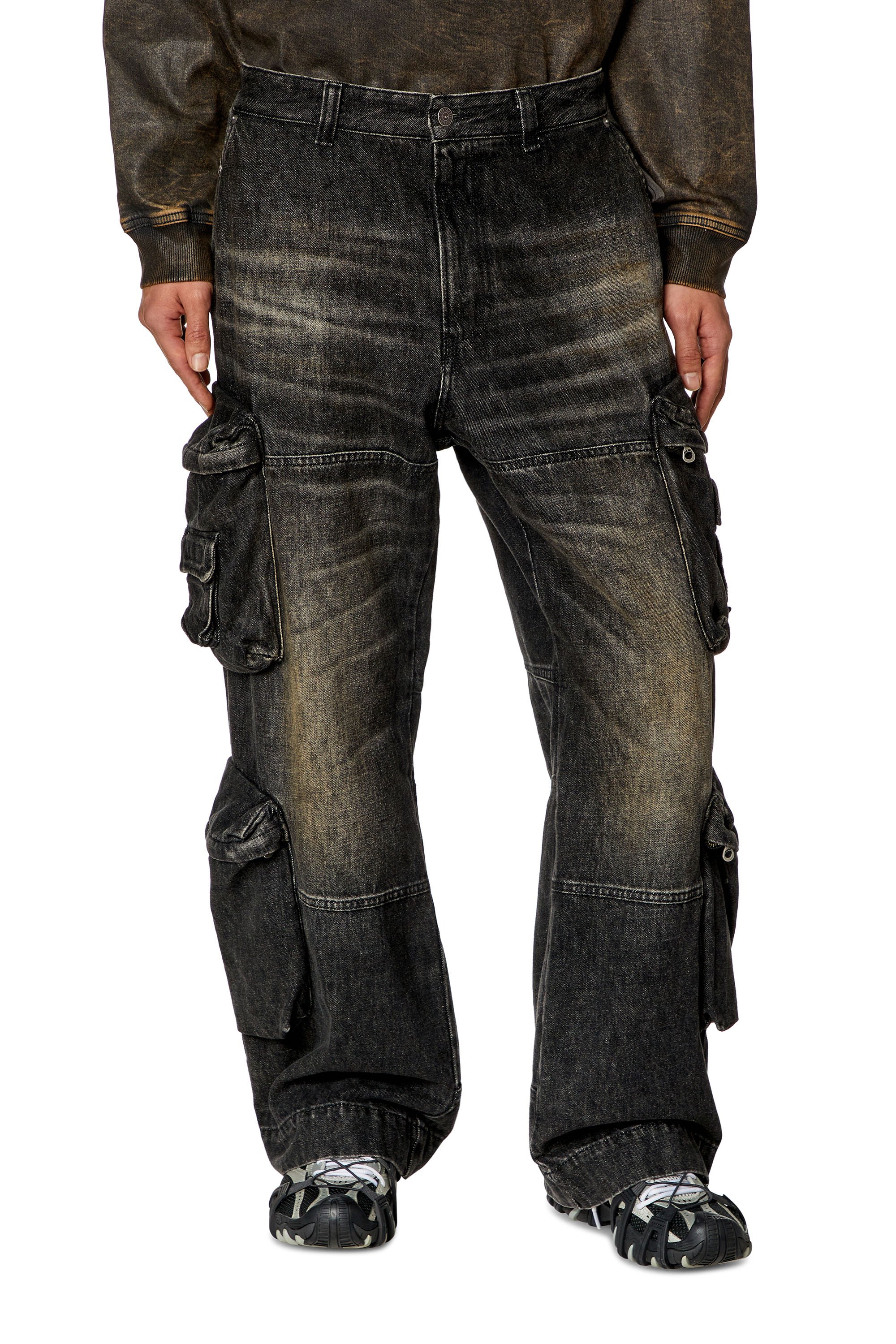 Diesel - Man Straight Jeans D-Fish 0GHAA, Black/Dark grey - Image 2