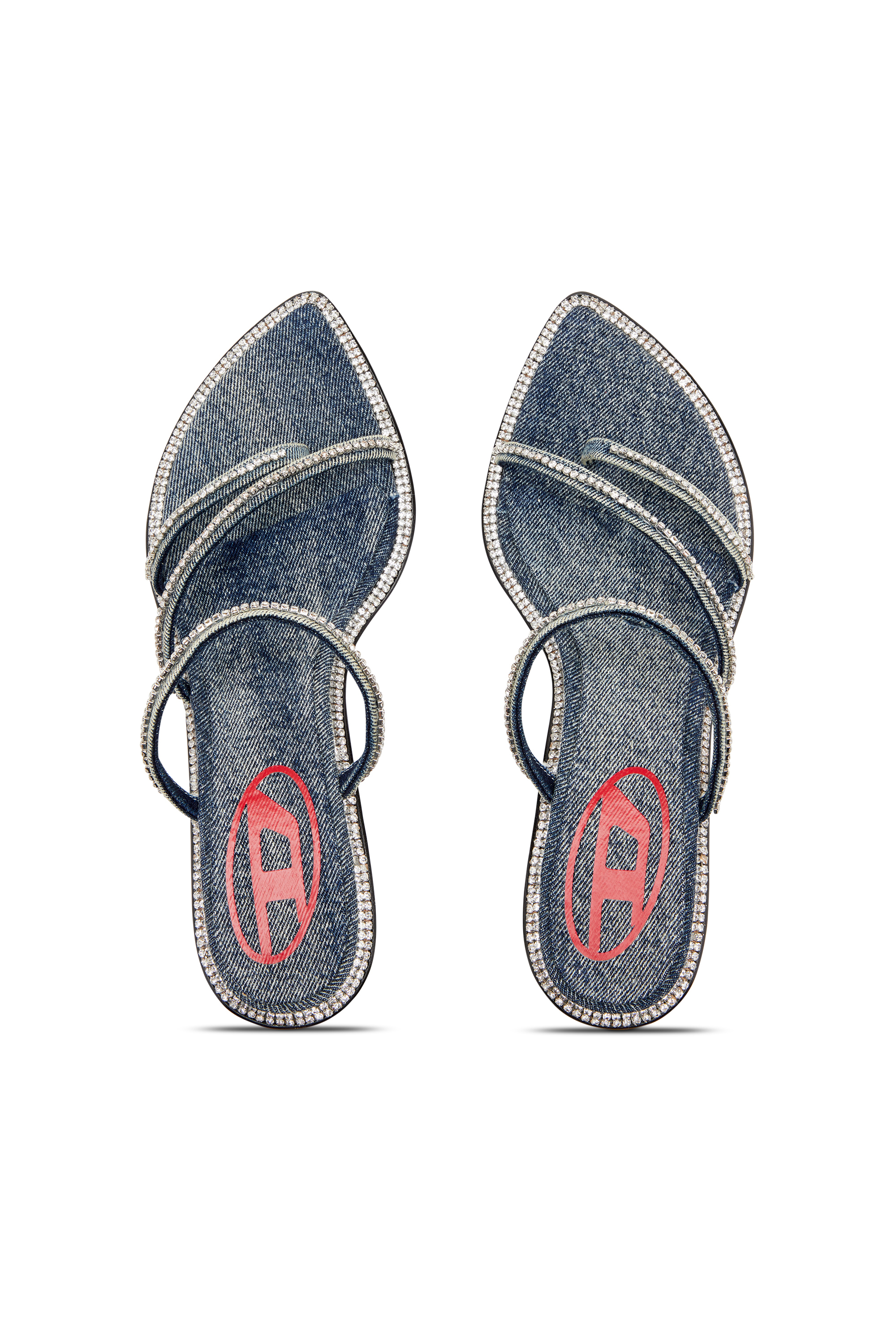 【関税込み】Diesel ブルー D-Havanna Kittie ヒール Women's D-Havanna-Kitten-heel mules in crystal denim | Blue