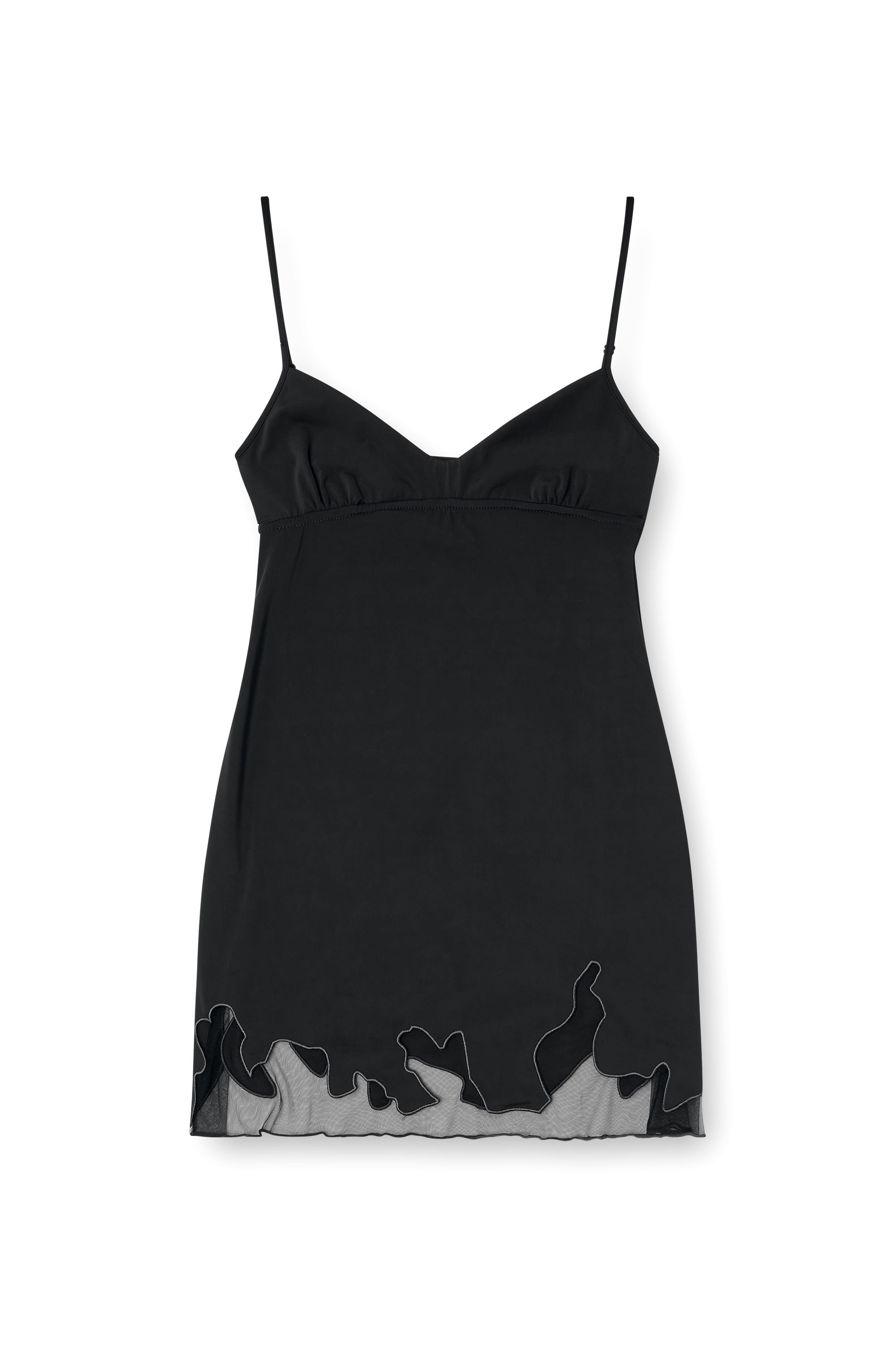 Diesel - D-INLAY-R1, Minivestido de nailon con inserto de tul Mujer in Negro - 3
