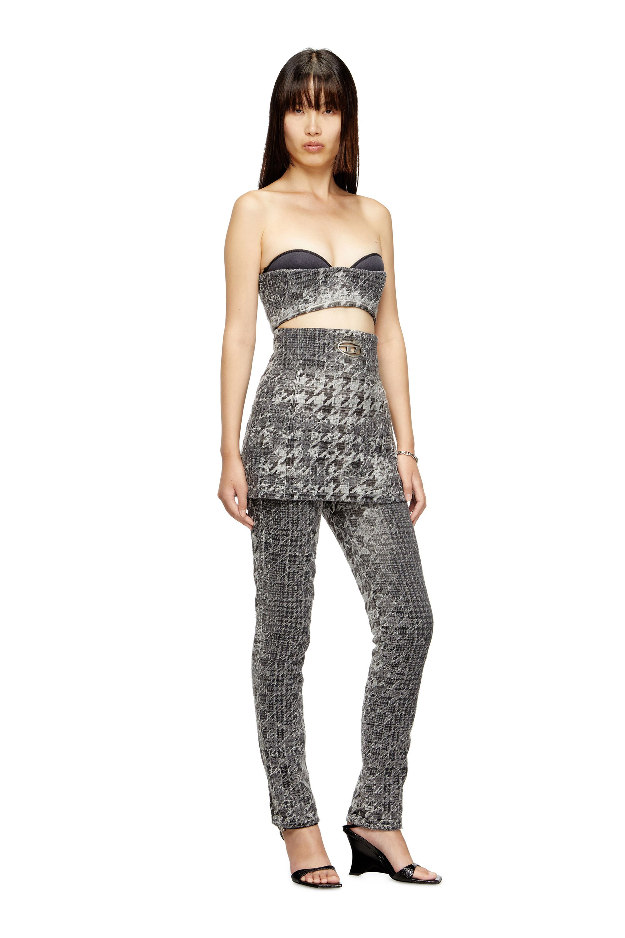 Diesel - DE-TOPPYS-FSH, Bralette en denim jacquard con diseño Príncipe de Gales Mujer in Multicolor - 2