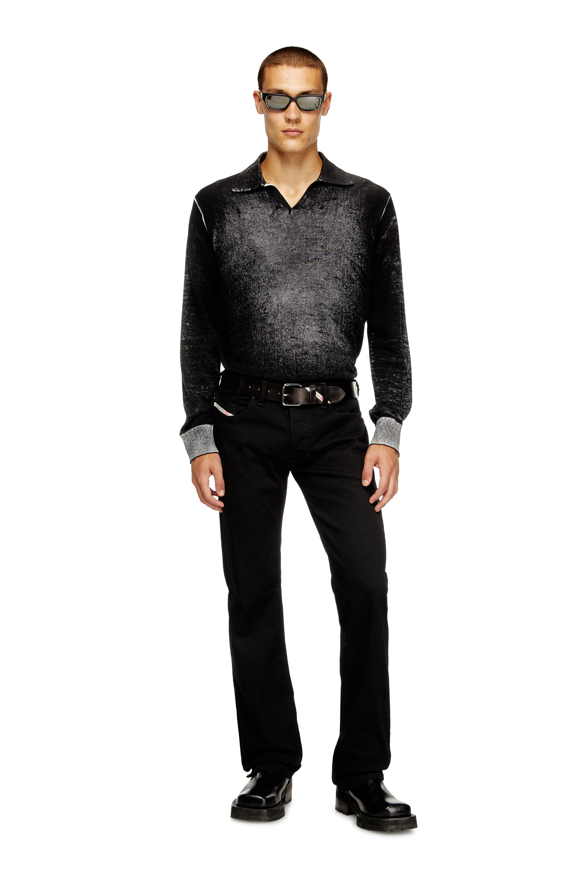 Diesel - K-LORENZO, Man's Reverse-print polo jumper in Black - 4