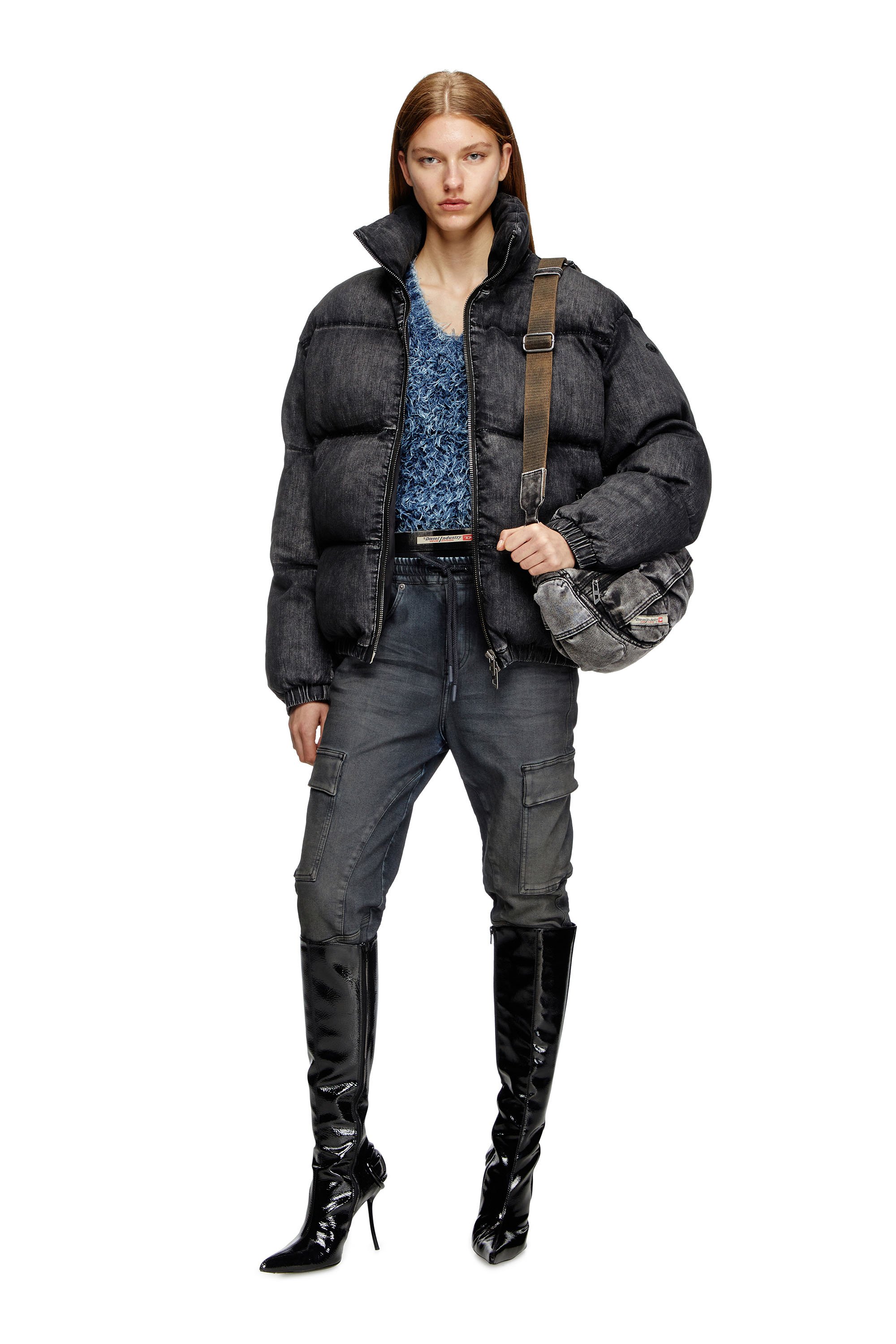 Diesel - W-MONS-A, Chaqueta puffer en denim desteñido Unisex in Negro - 6