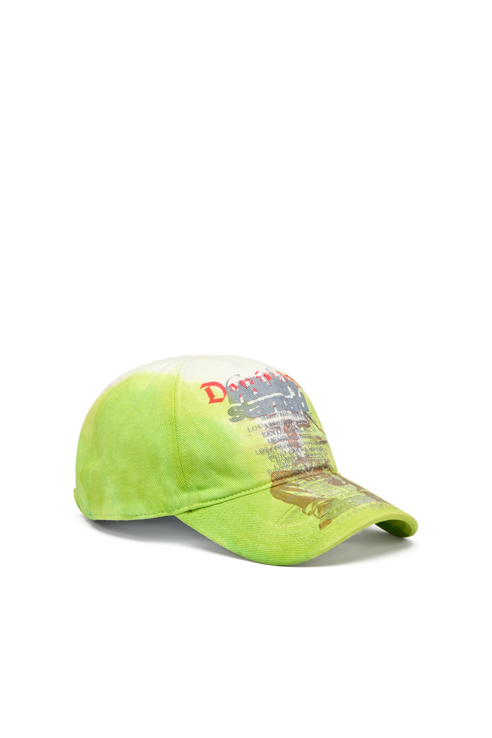 Diesel - C-HRIS, Man's Baseball cap with bandana prints in Green Fluo - 1